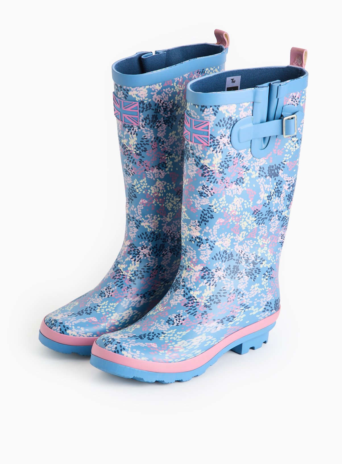 Blue Speckle Print Long Length Wellies 