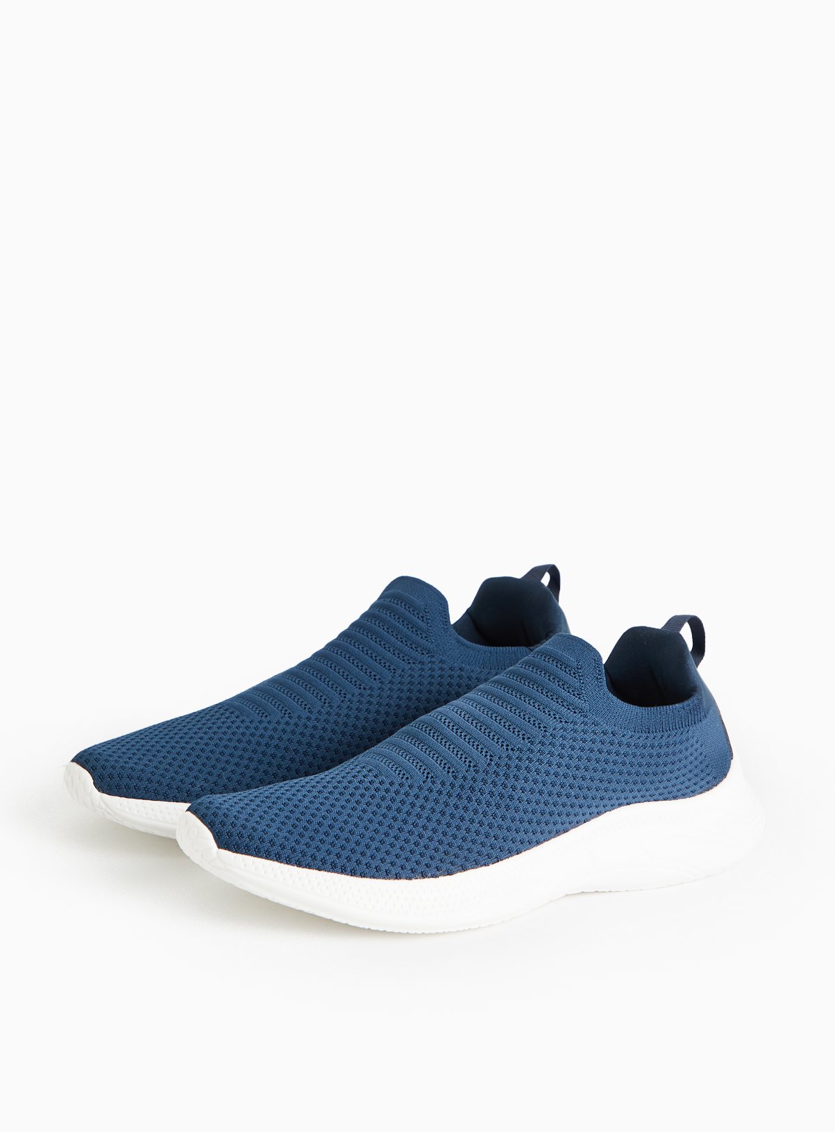 Navy Knitted Slip On Trainers