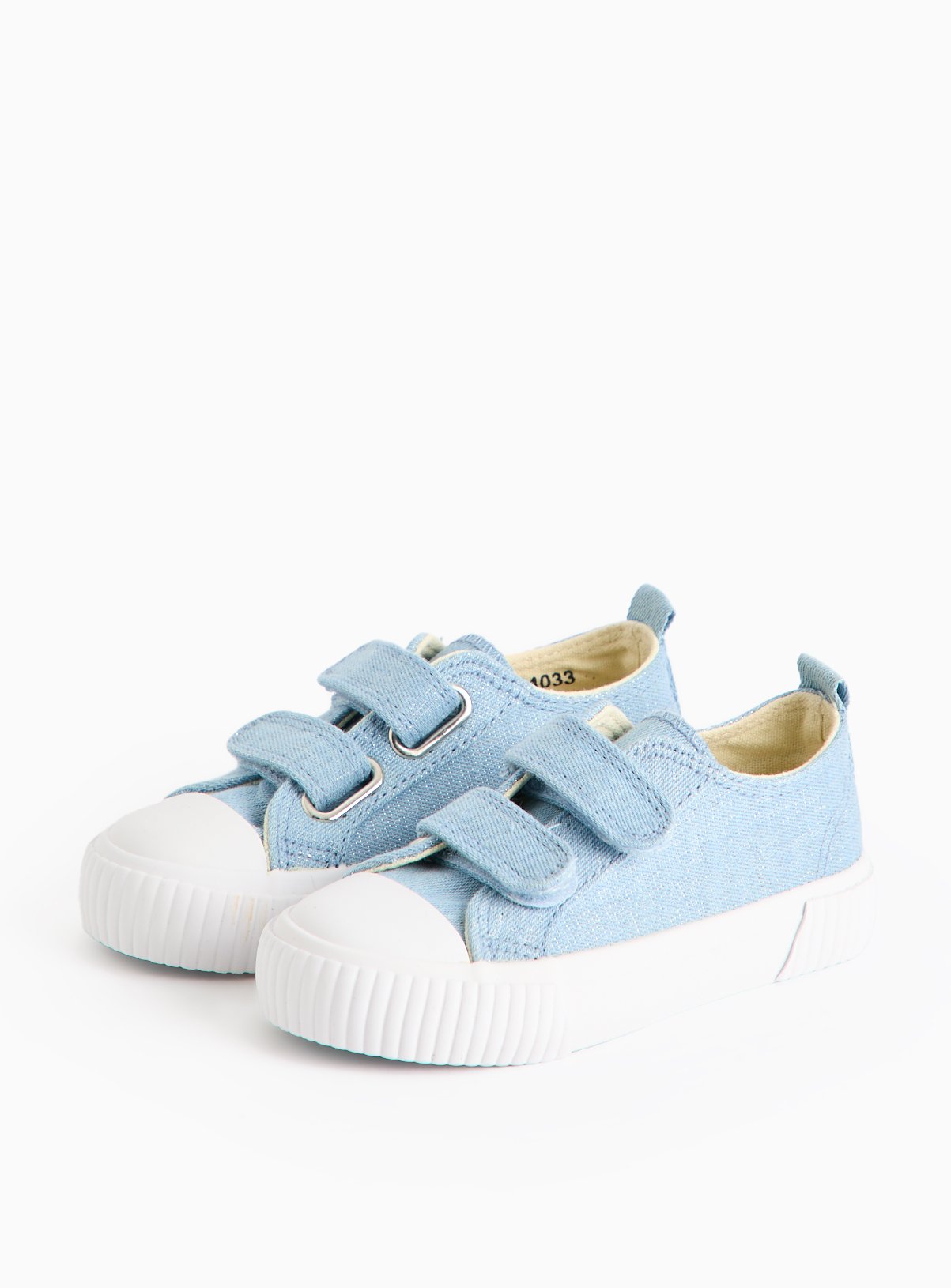 Blue Chambray Twin Strap Canvas Trainers 