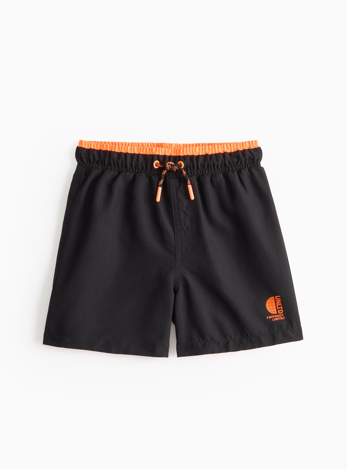Black Neon Contrast Swim Shorts  