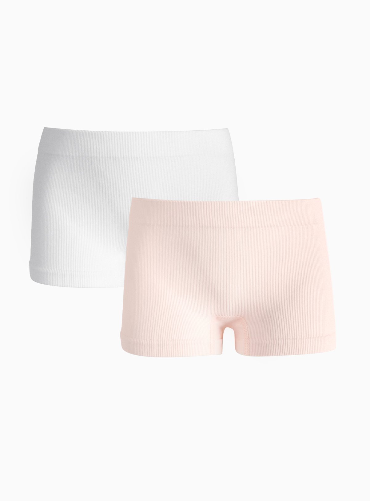 White & Pink Seamfree Ribbed Short Briefs 2 Pack
