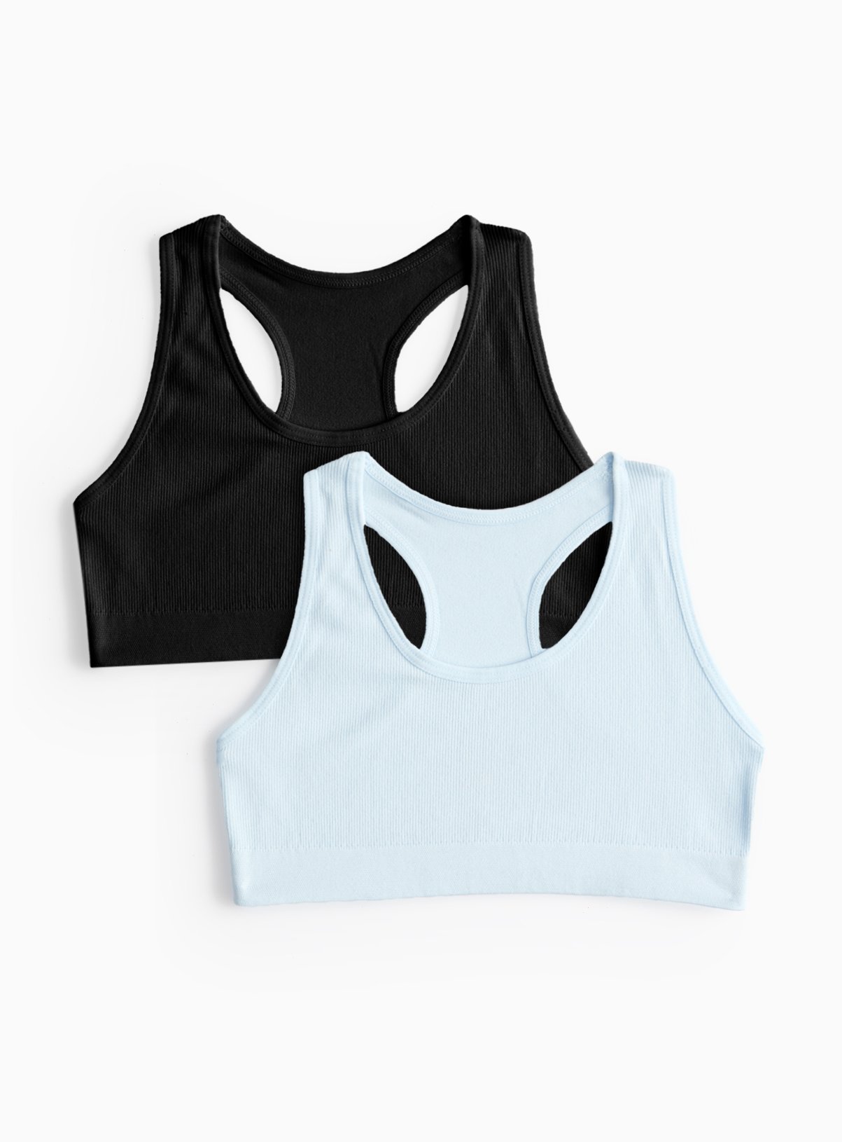 Blue & Black Seamfree Racer Back Crop Top 2 Pack