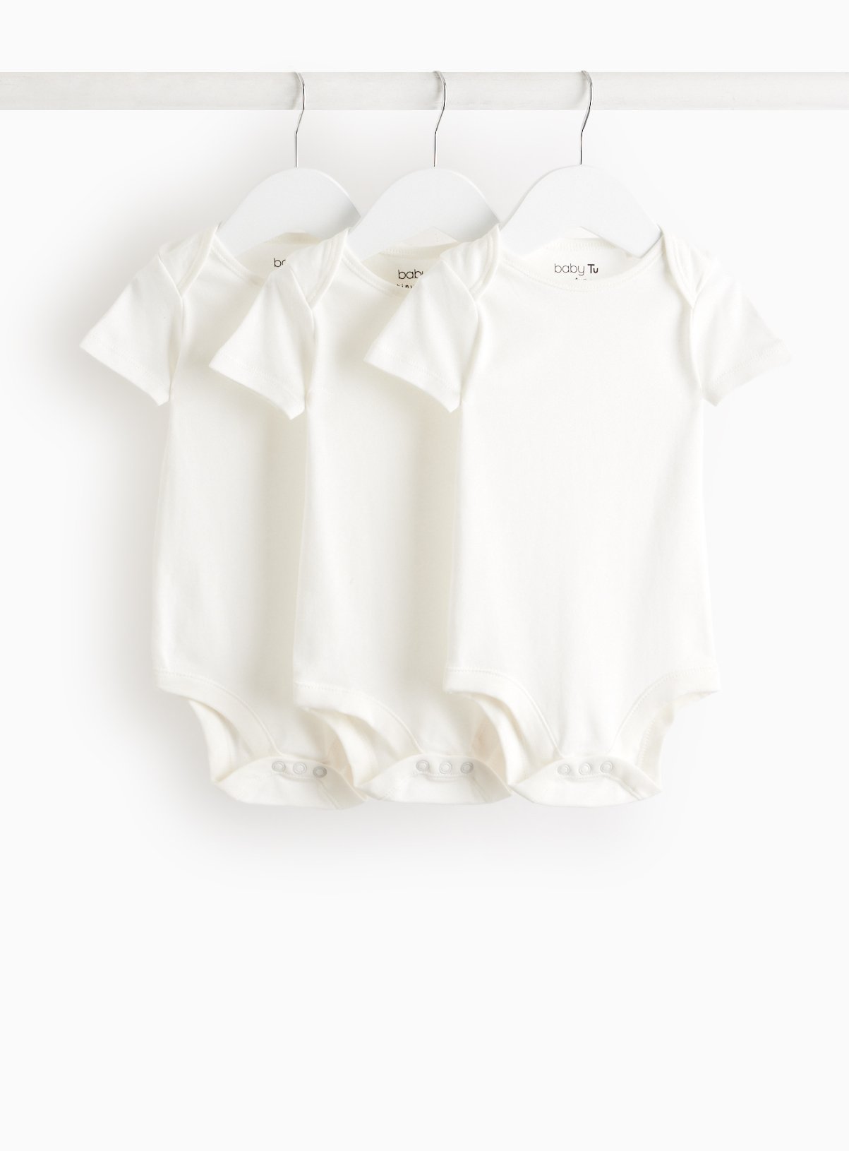 White Short Sleeve Bodysuit 3 Pack  Tiny Baby