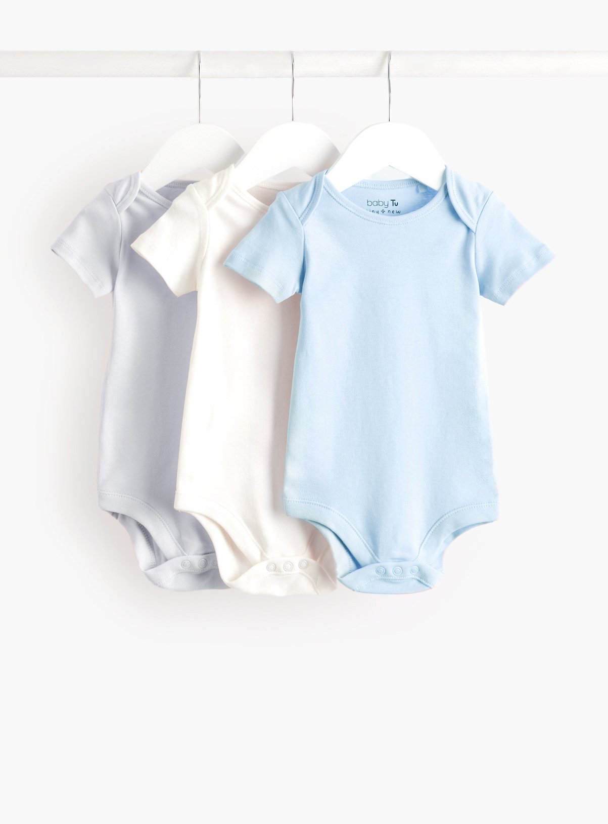 Blue Short Sleeve Bodysuit 3 Pack 3-6 months