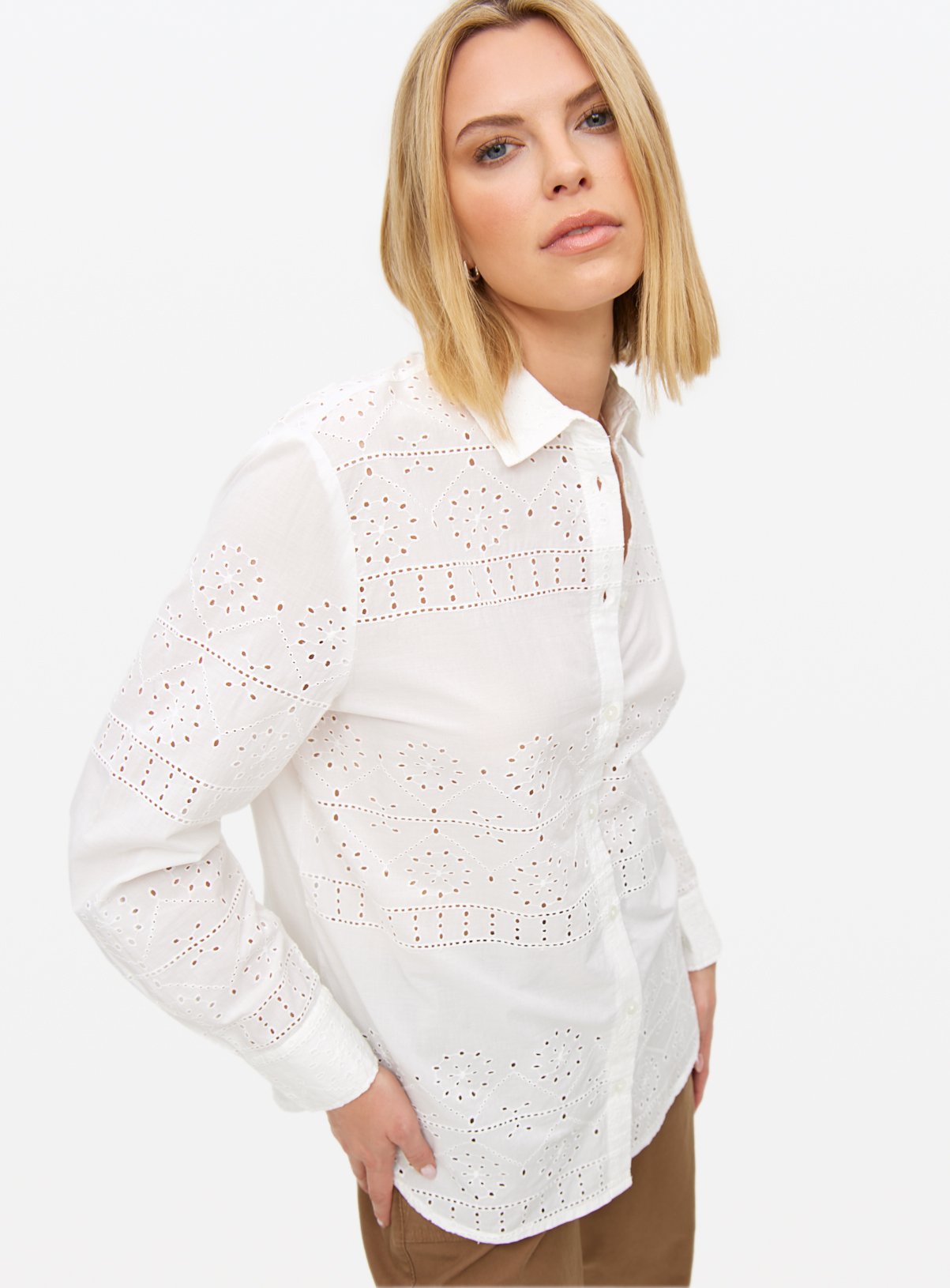 White Broderie Cotton Shirt 