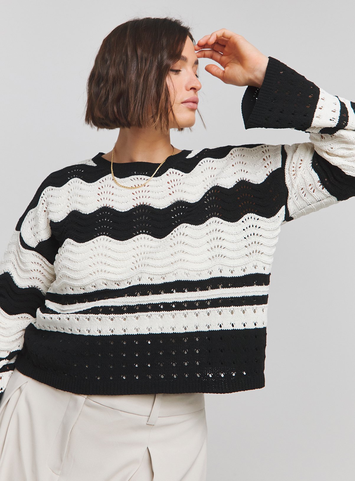 SIMPLY BE Mono Pointelle Micro Chenille Jumper