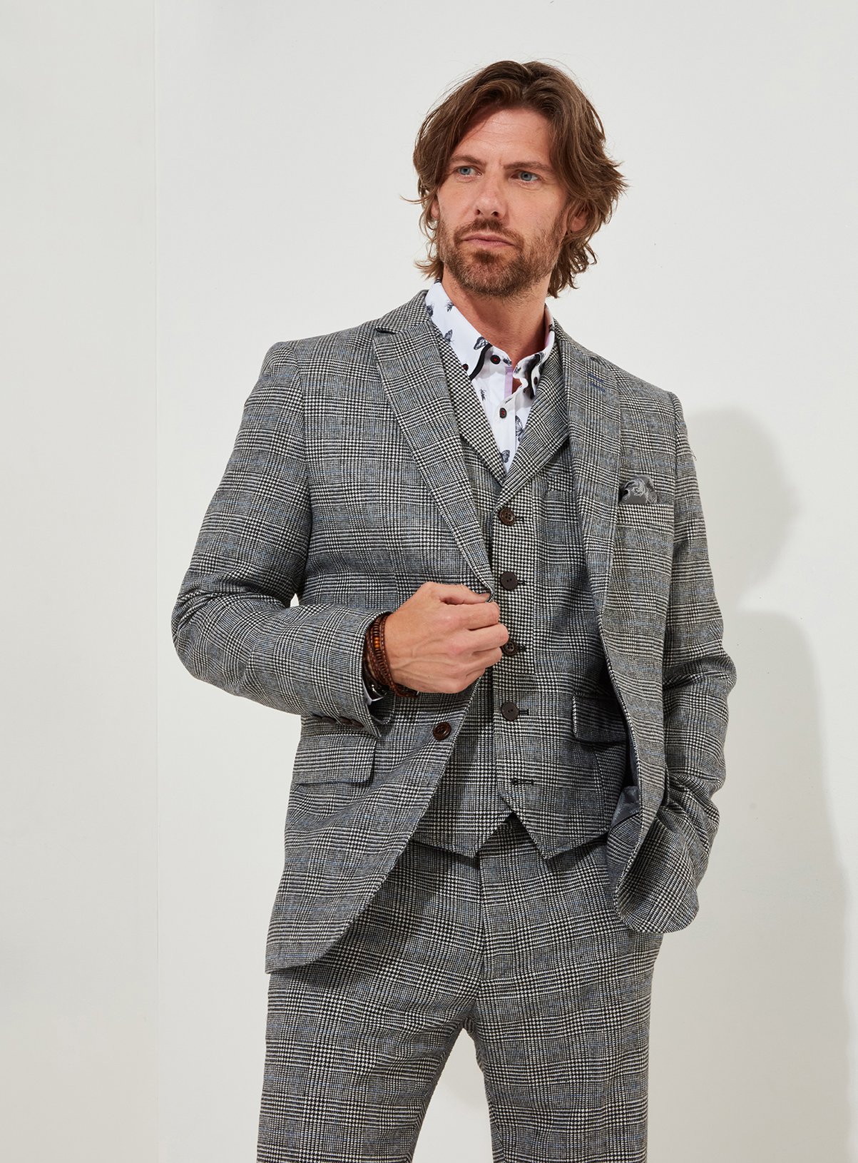 JOE BROWNS Slim Fit Dogtooth Prince of Wales Check Single Breasted Blazer 