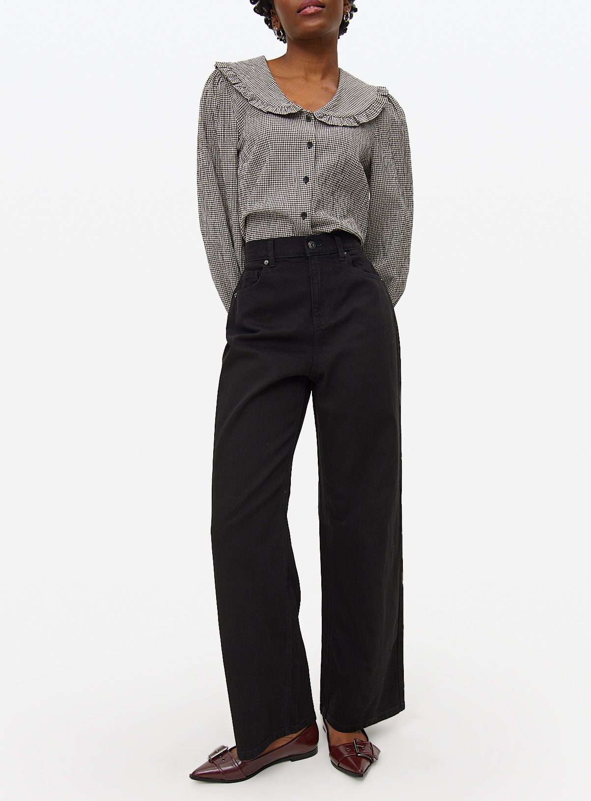 Black Denim Wide Leg Jeans  