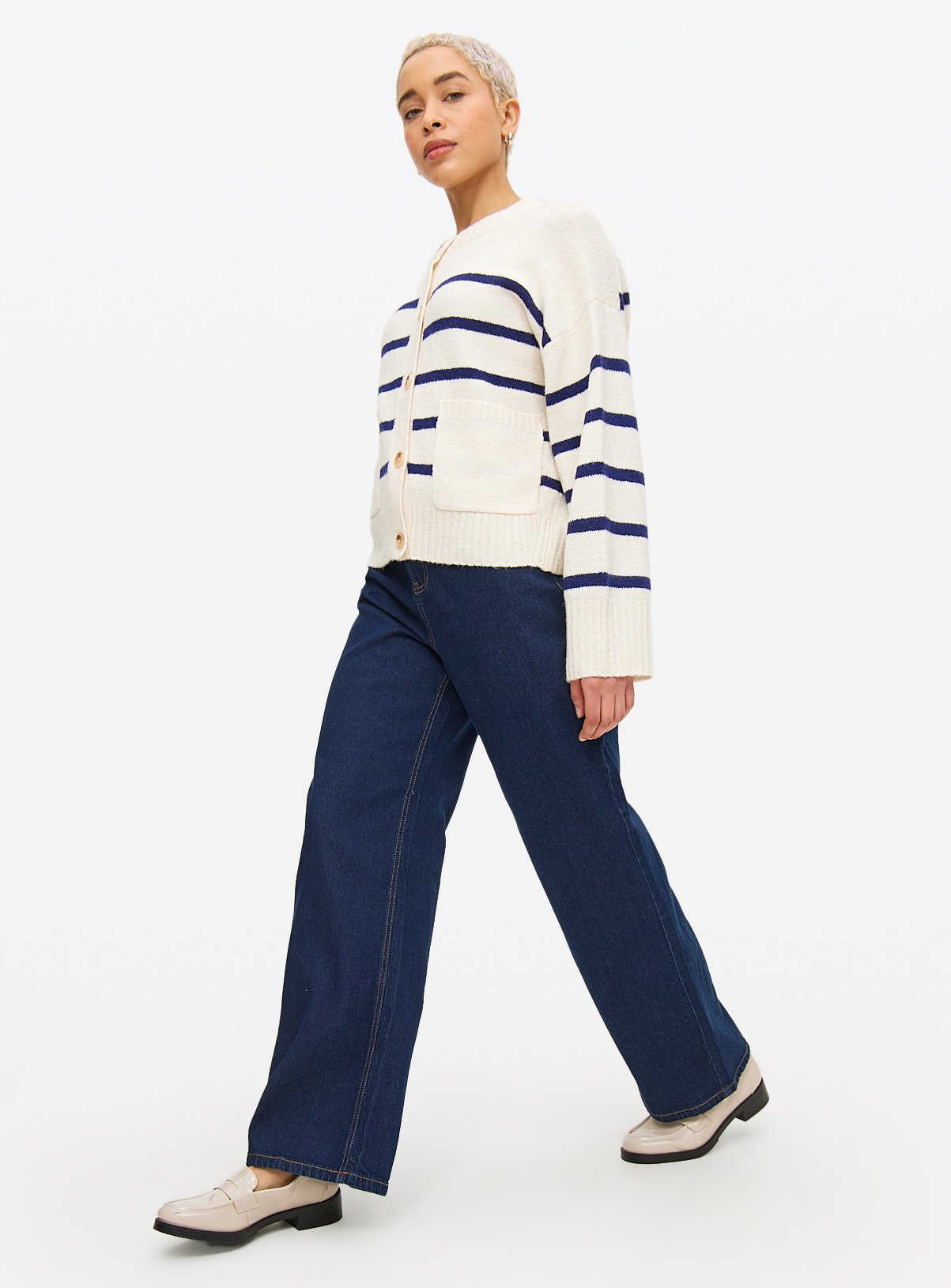 Indigo Rinse Denim Wide Leg Jeans