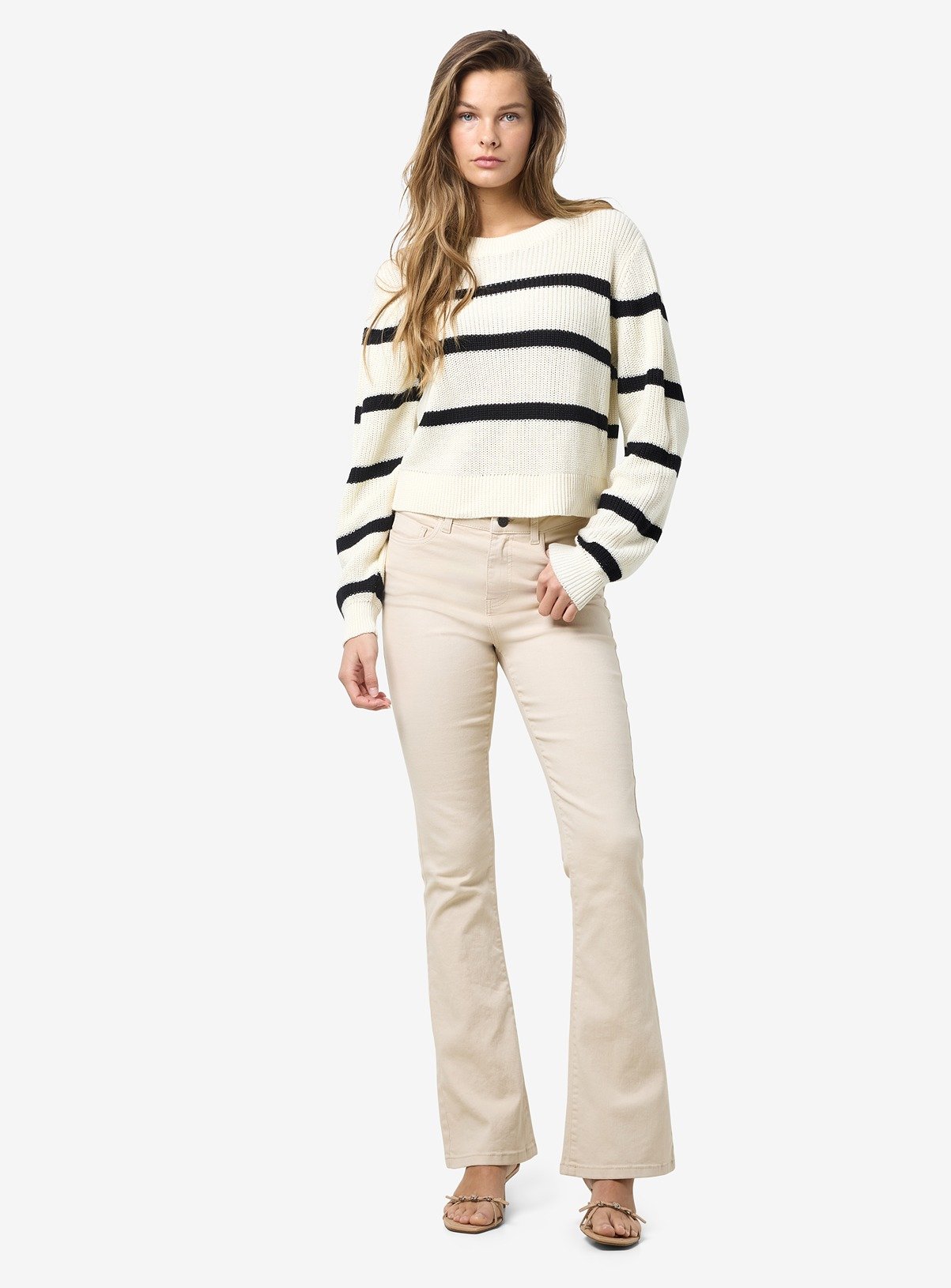 NOISY MAY Long Sleeved Knitted Jumper With Black Stripes