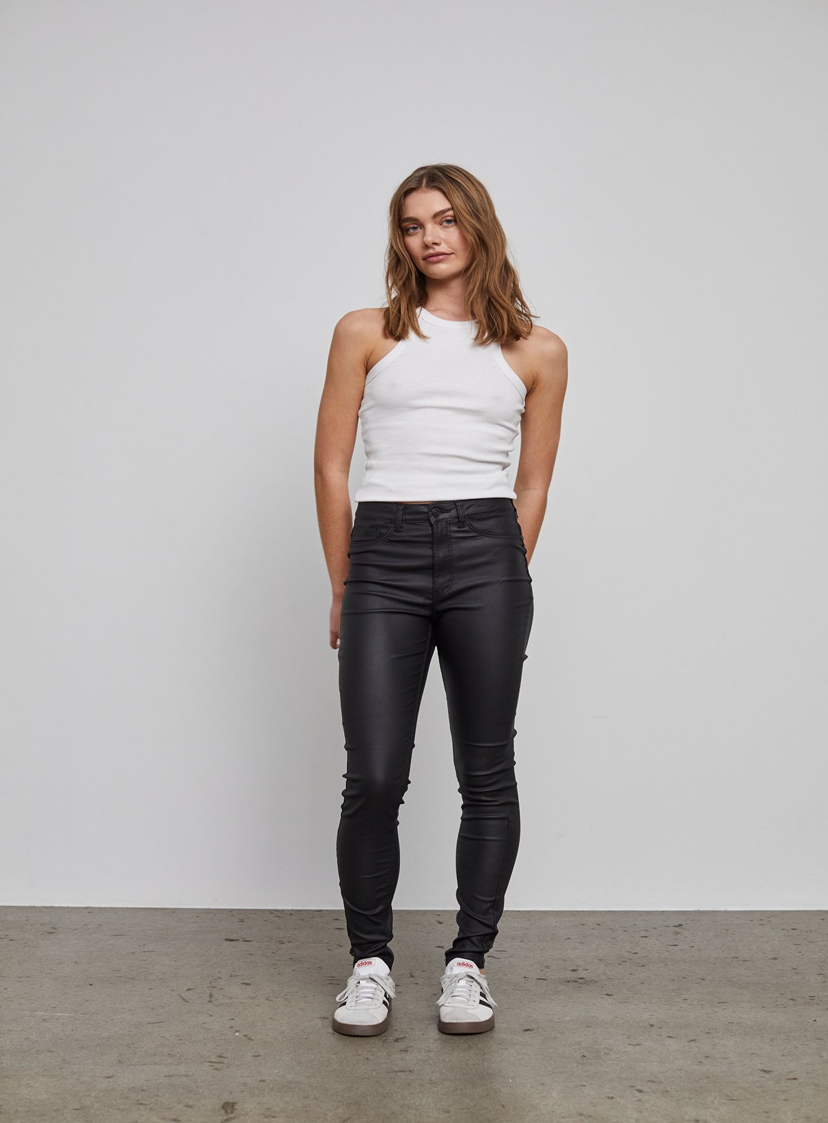 NOISY MAY High Waisted Skinny Coated Jeans 