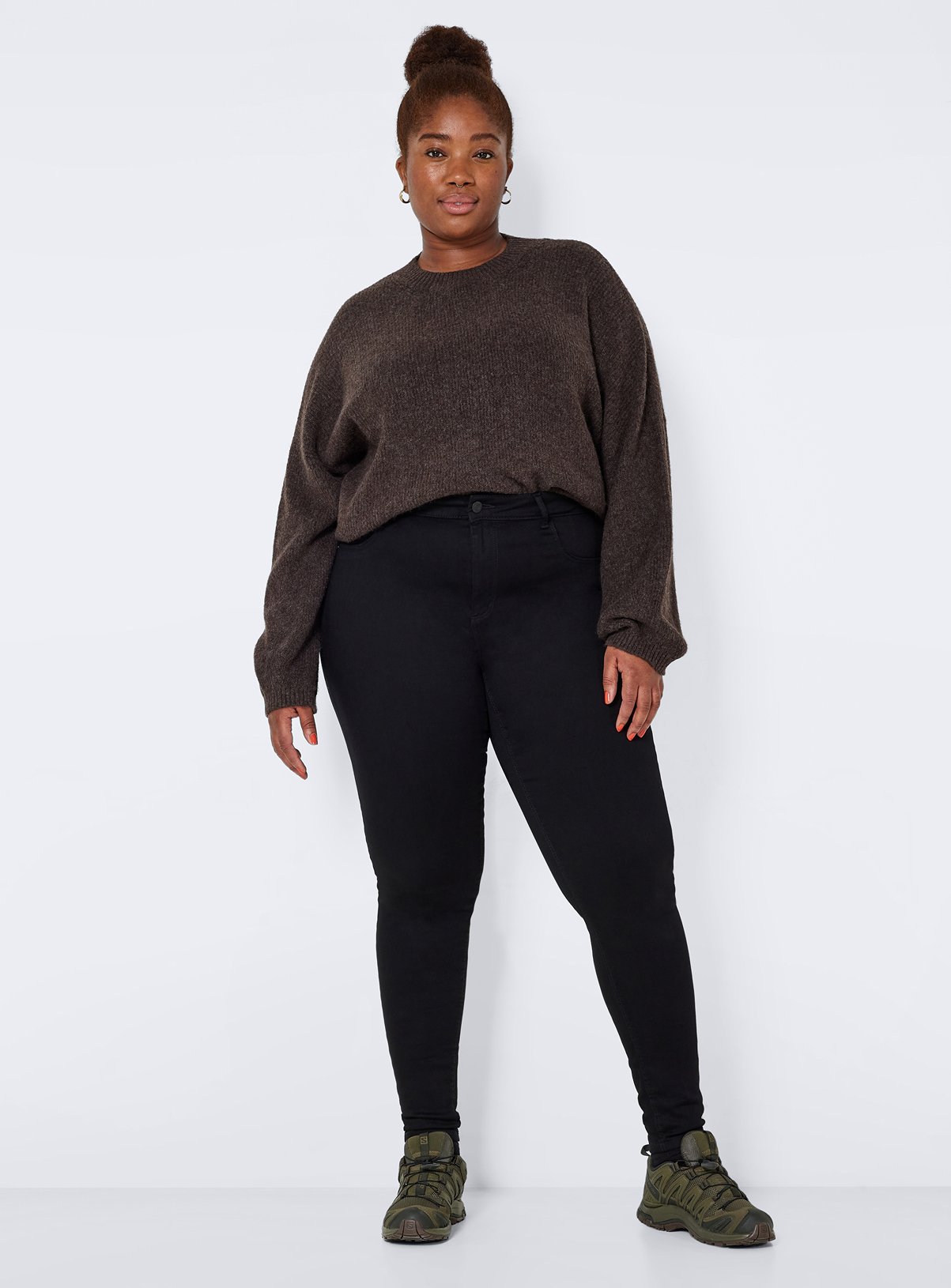 NOISY MAY Curve High Waisted Skinny Jeans Black 
