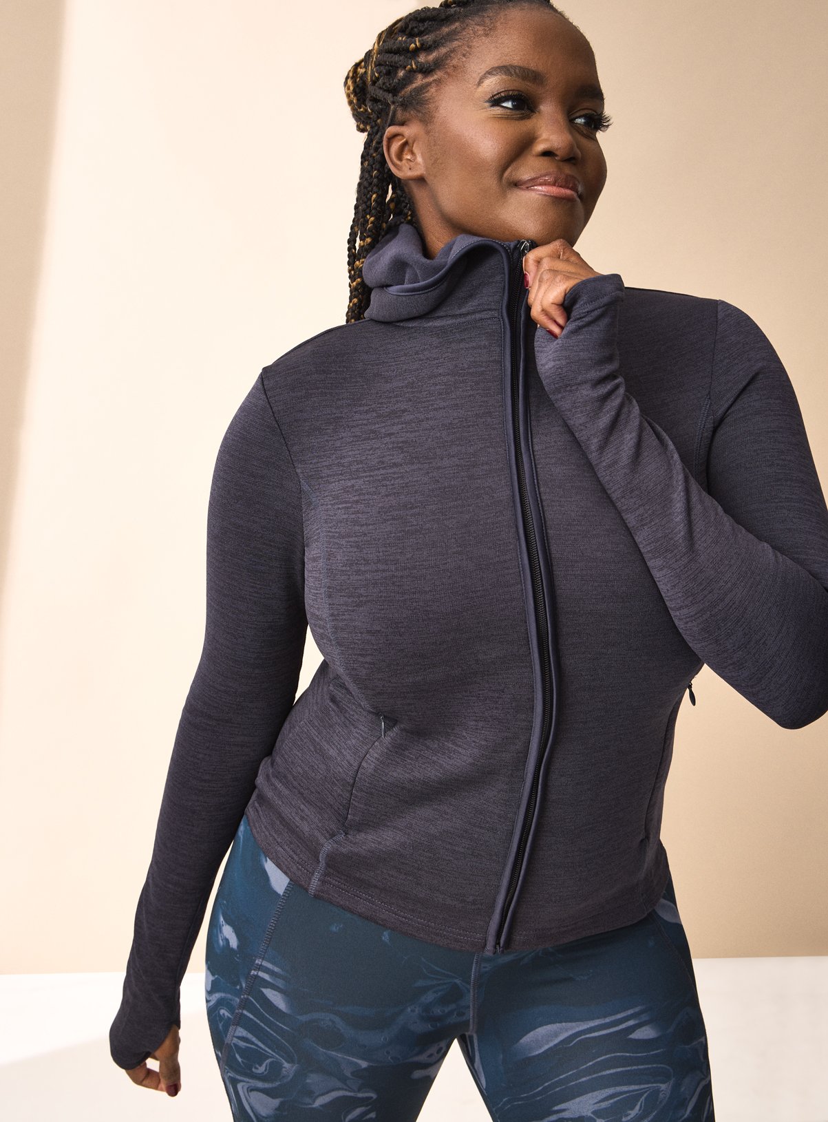 REAKTIV Navy Brushed Fleece Zip-Through Hoodie M