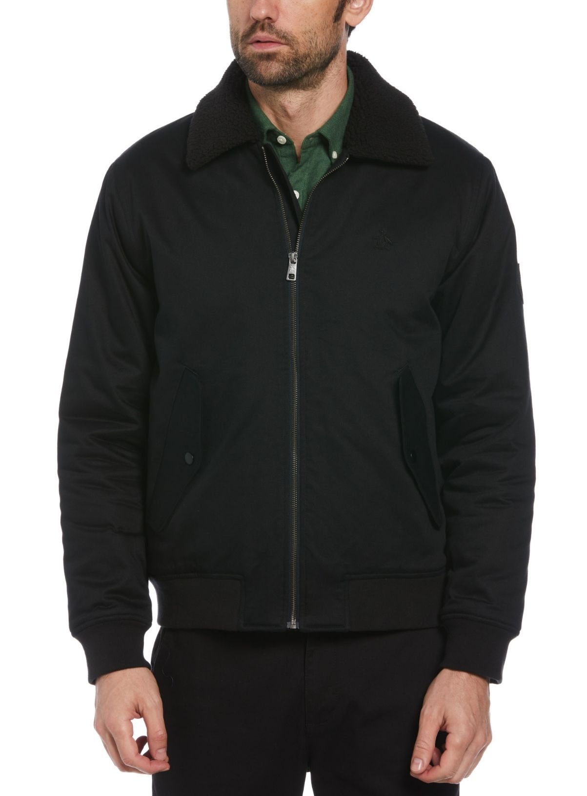 ORIGINAL PENGUIN Twill Bomber In Black 