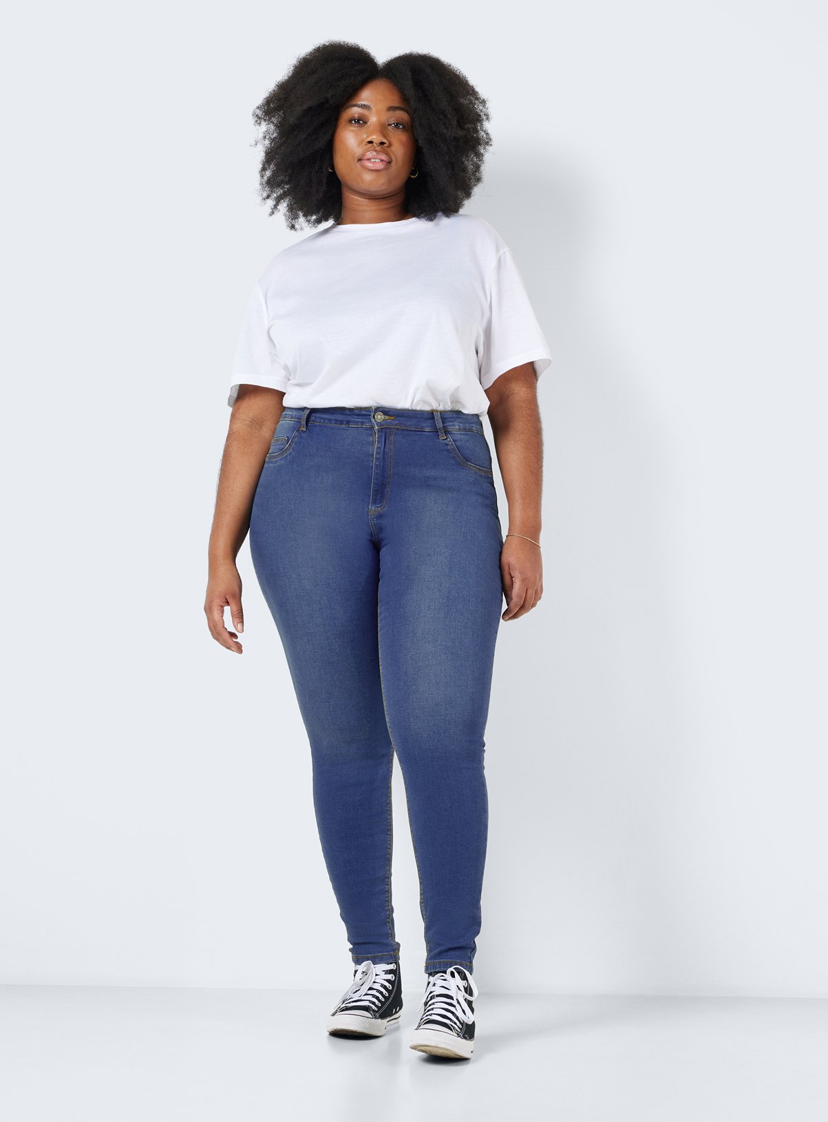 NOISY MAY Curve High Waisted Skinny Jeans Blue 
