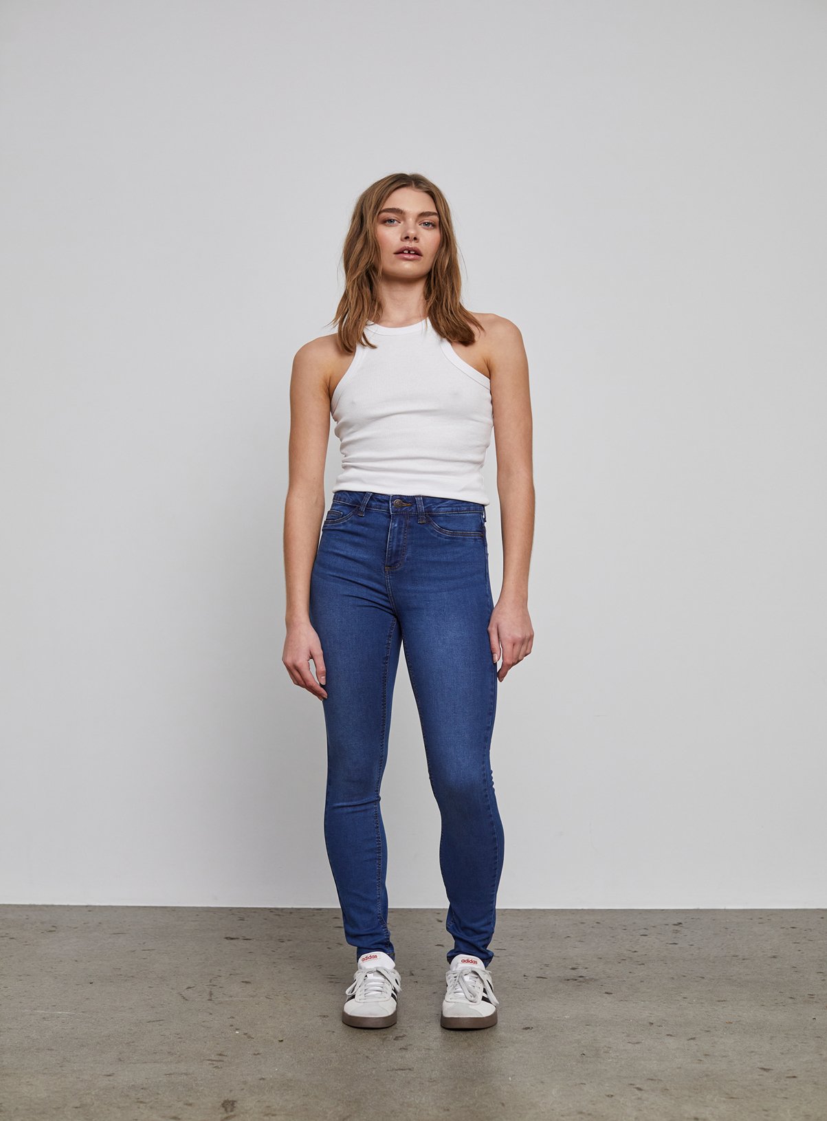 NOISY MAY High Waisted Skinny Jeans Blue 