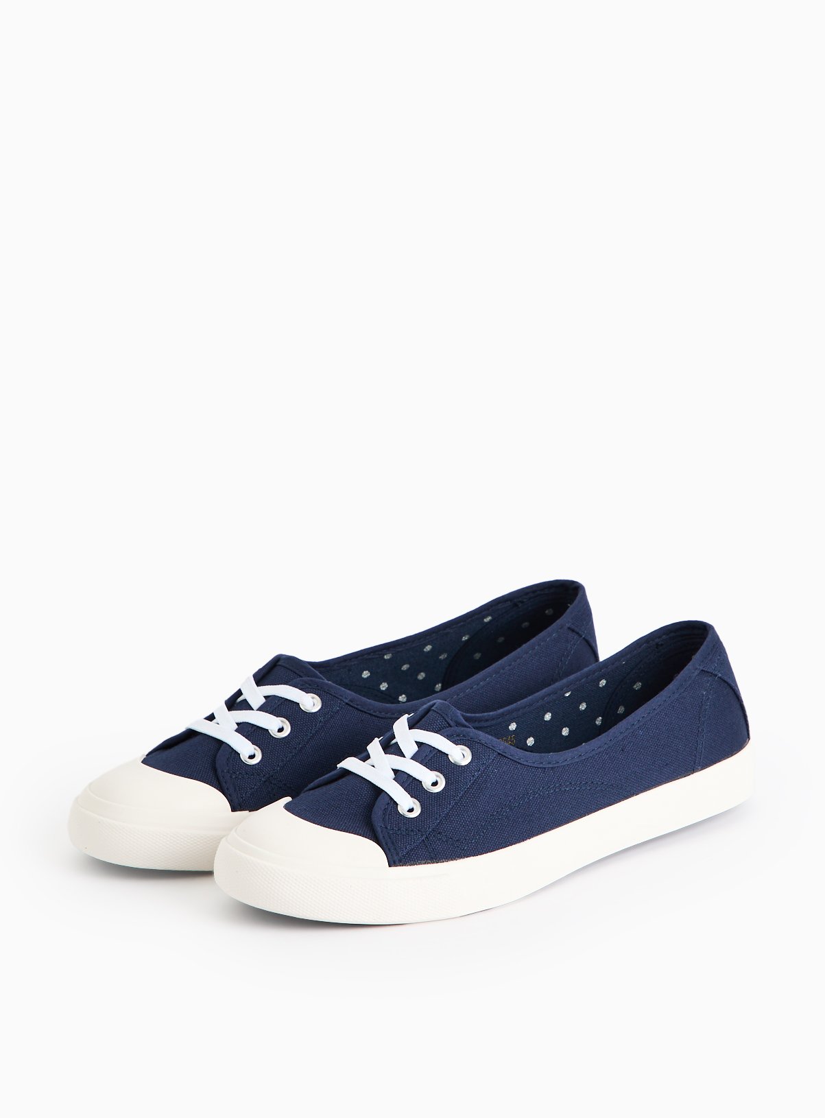 Navy Low Lace Canvas Trainers