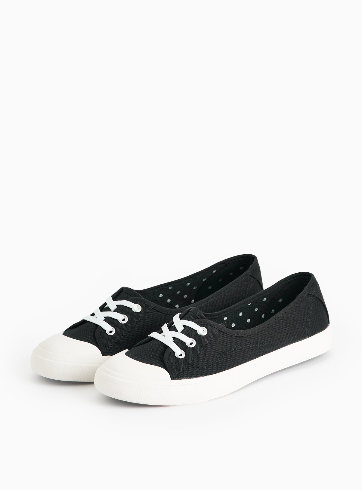 Black Low Lace Canvas Trainers 