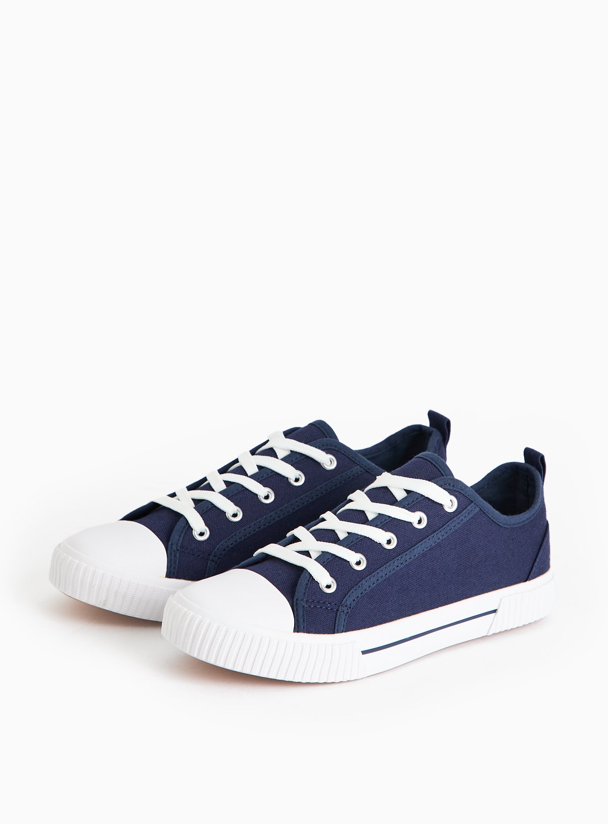 Navy Eyelet Canvas Lace Trainers 
