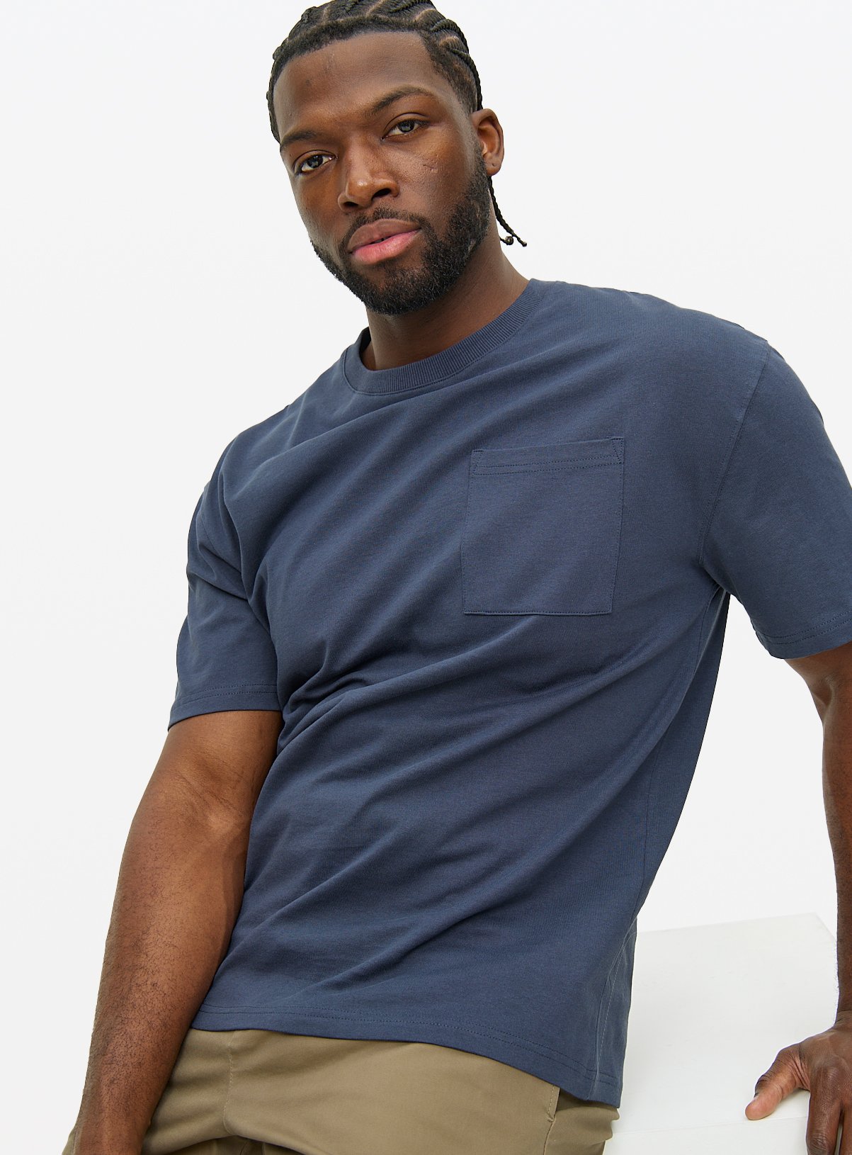 Navy Relaxed Fit Pocket T-Shirt L