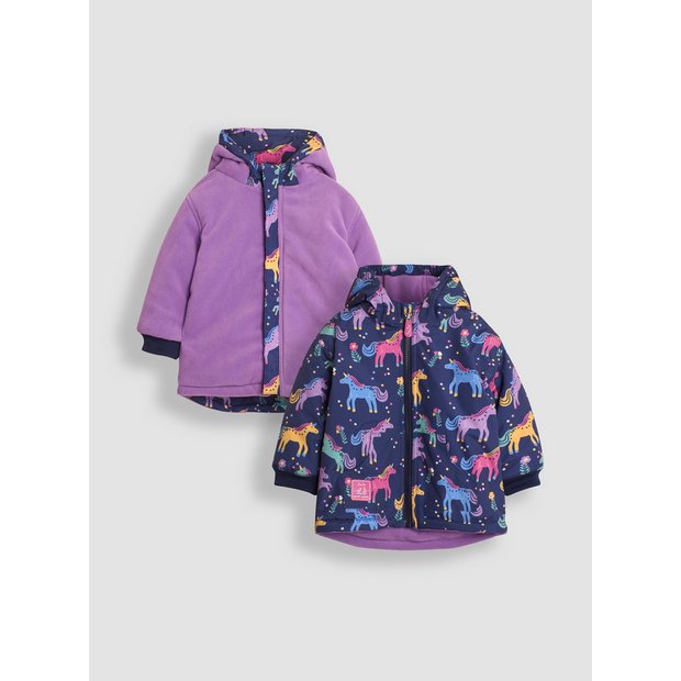 Buy JOJO MAMAN BEBE Unicorn Print Reversible Fleece Lined Jacket 12 18 months Coats and jackets Tu