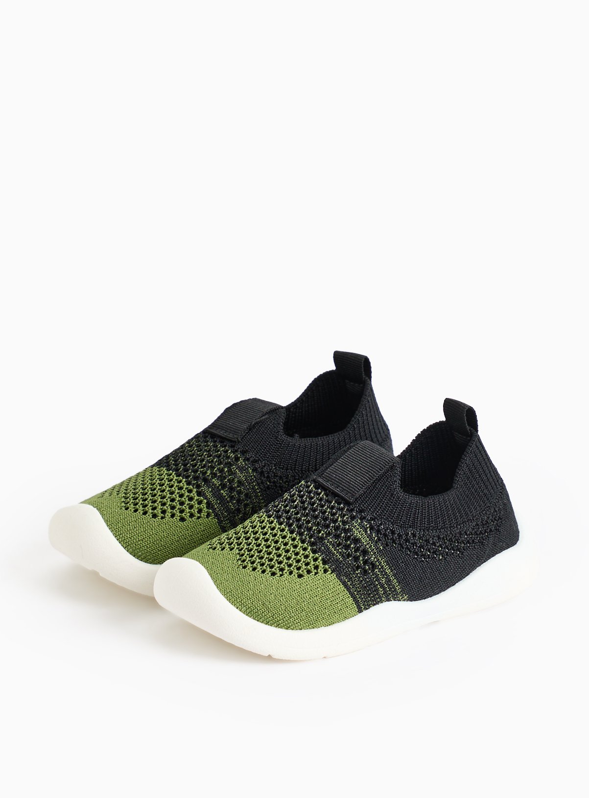 Khaki Knitted Slip On Trainers