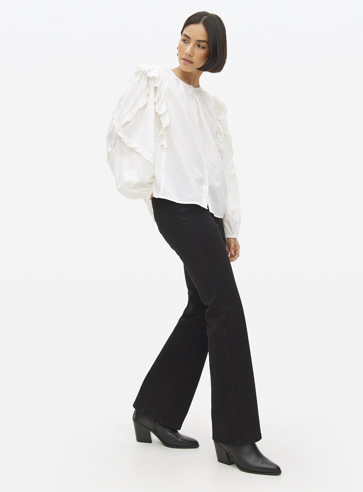 Black Denim Sculpt Flared Jeans 