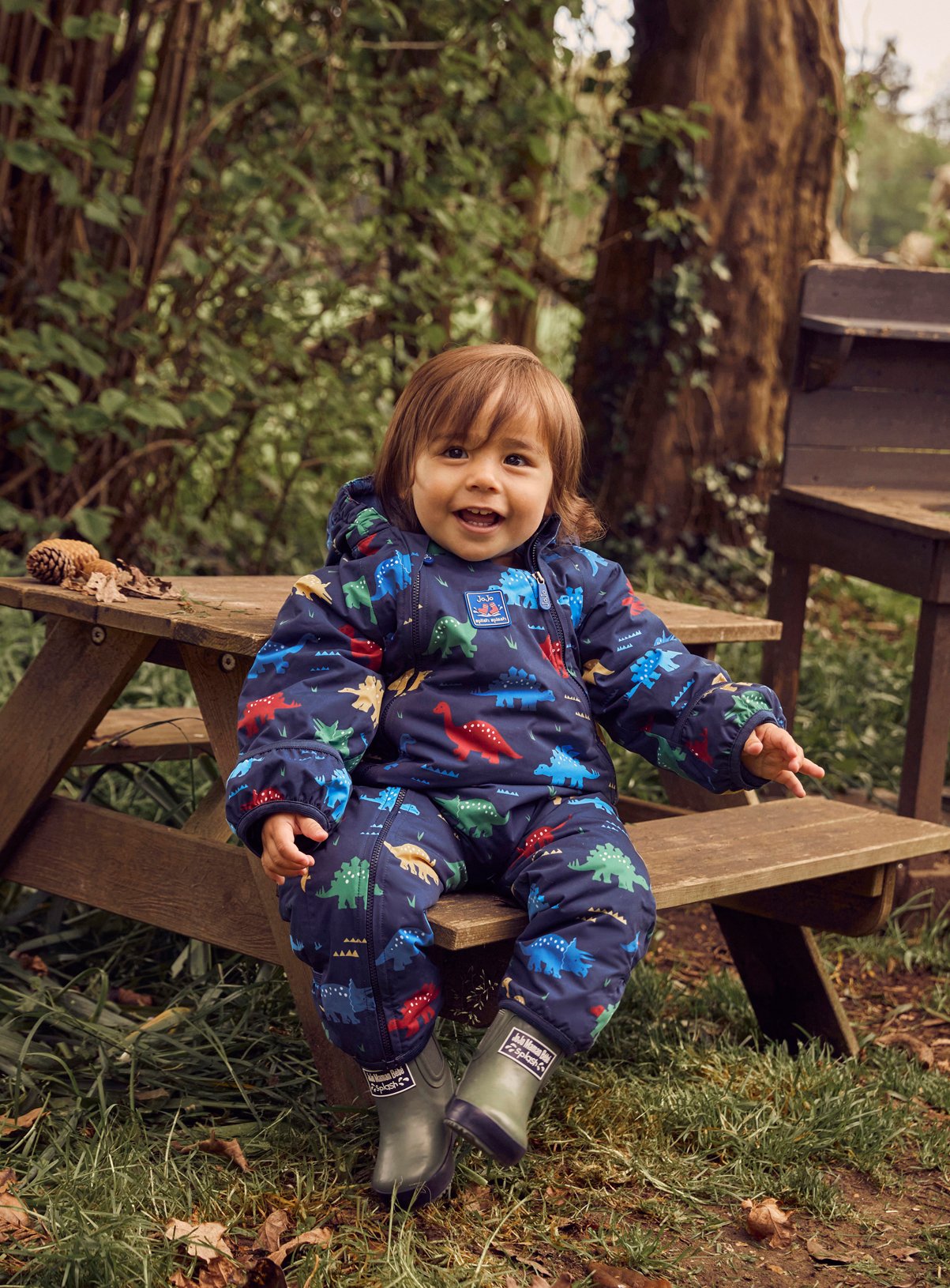 JOJO MAMAN BÉBÉ Dinosaur Waterproof Fleece Lined All In One