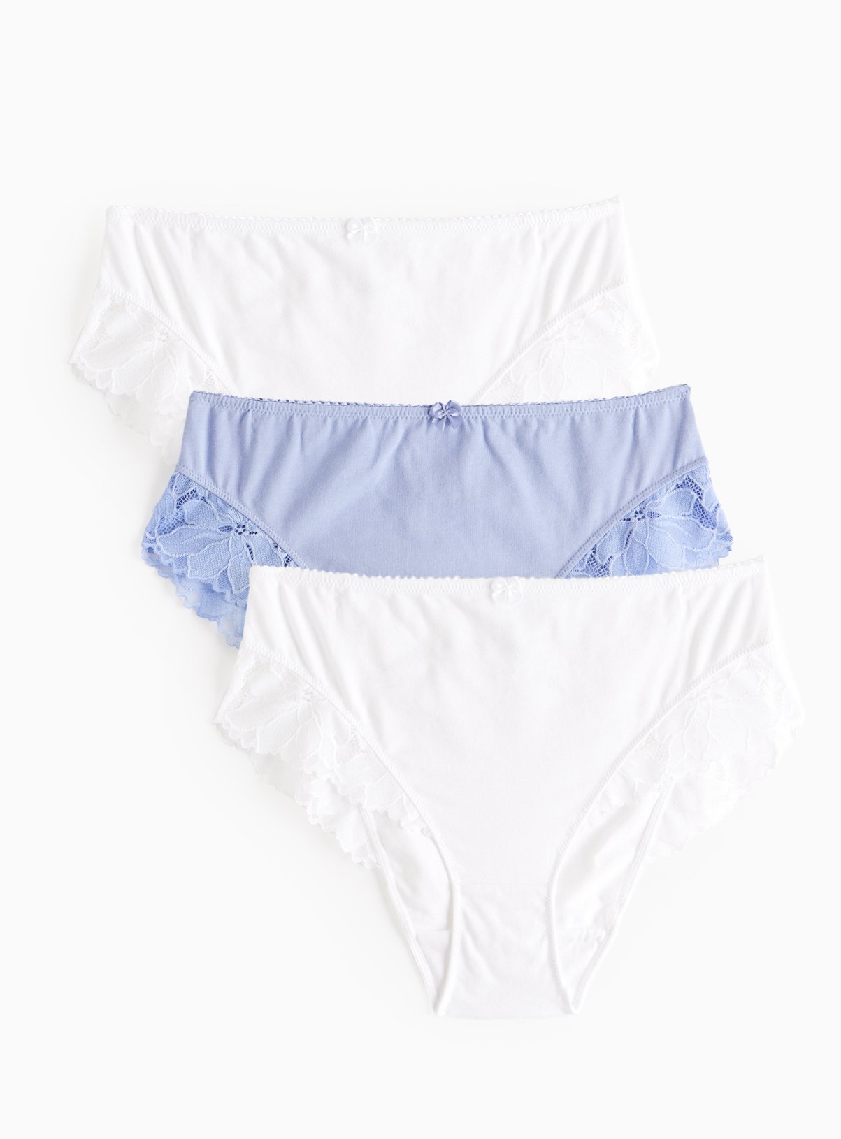 Cottonform™ White & Blue Lace Full Knickers 3 Pack 