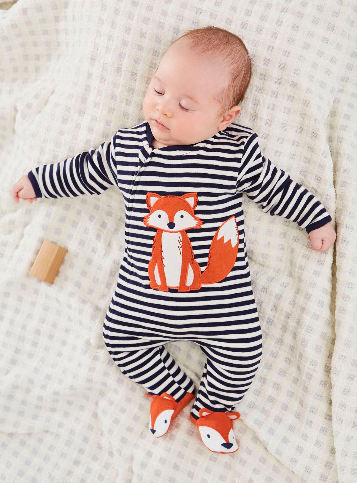 JOJO MAMAN BÉBÉ Fox Applique Zip Sleepsuit Up To 3 mths