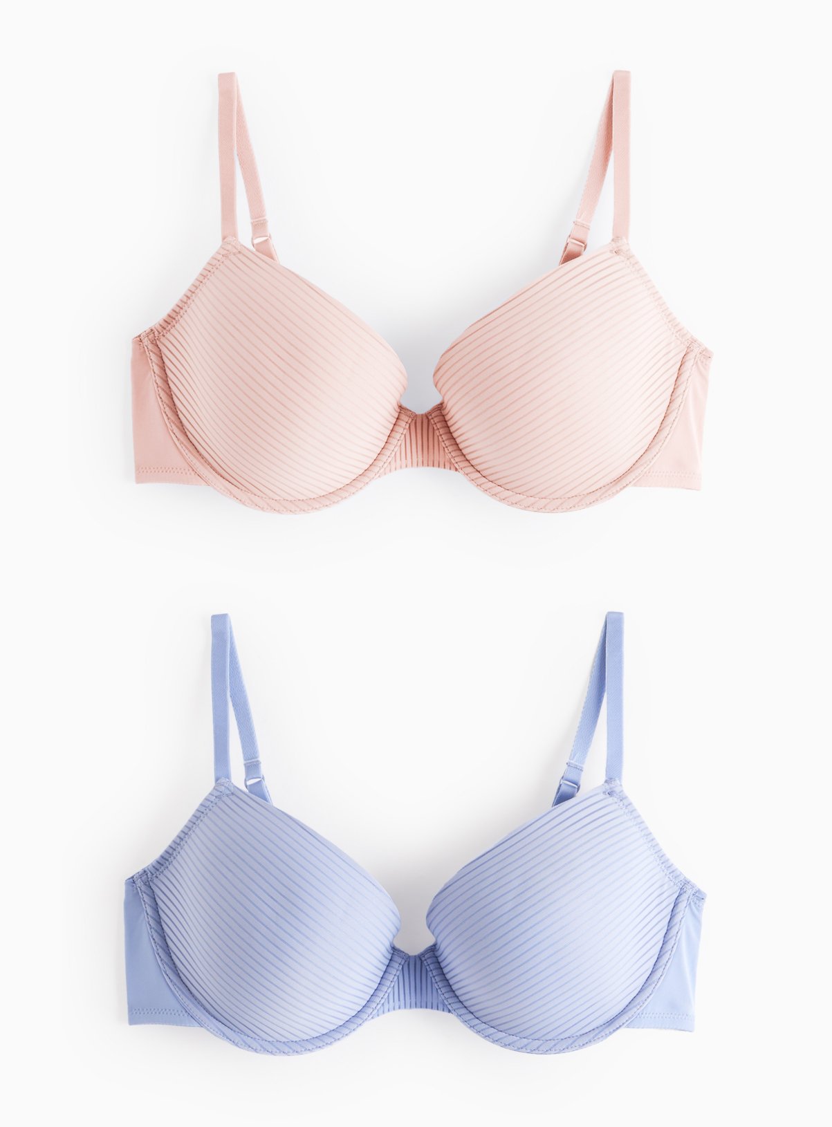 Pink & Blue Stripe Mesh T-Shirt Bra 2 Pack 