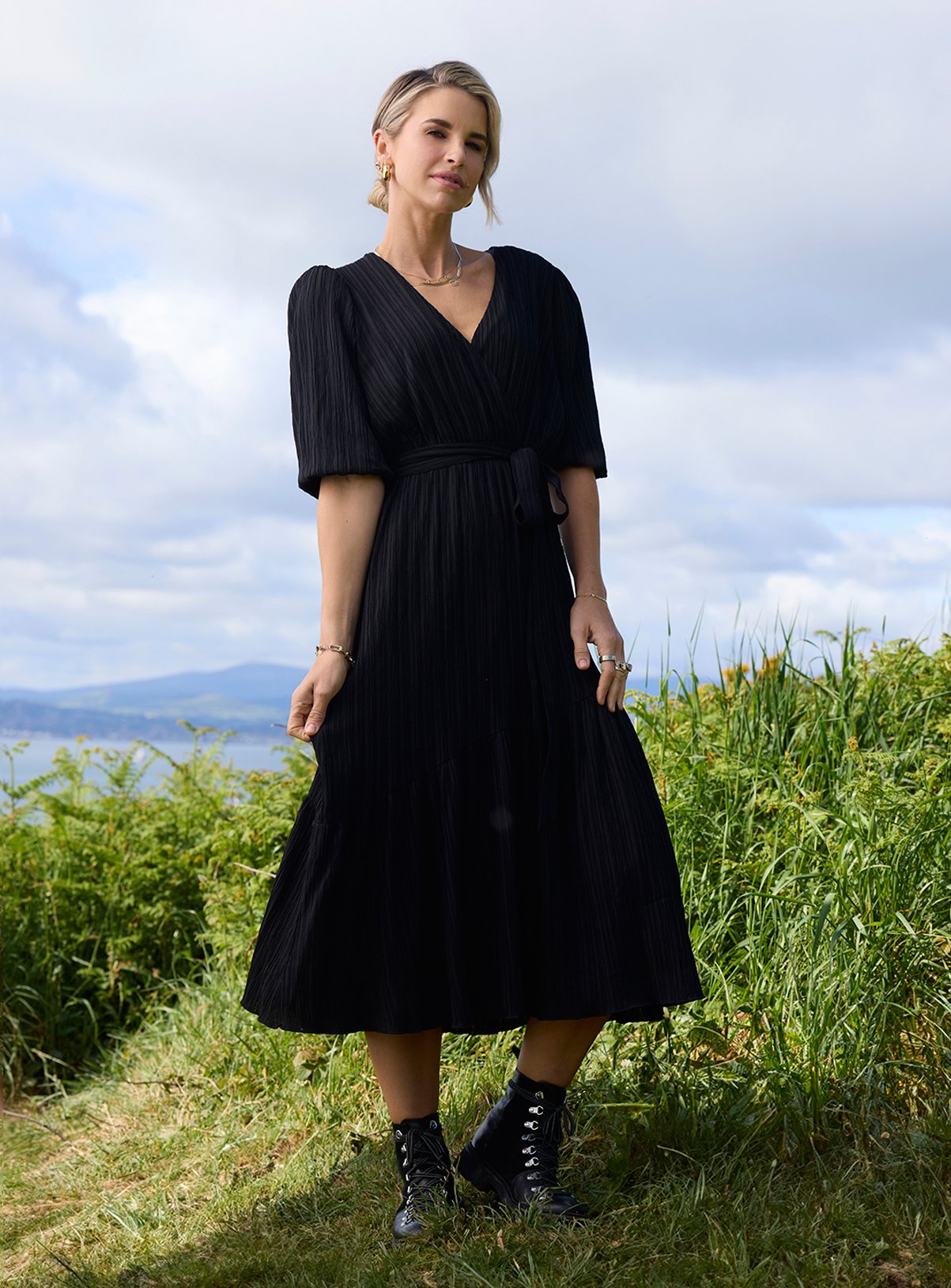 VOGUE WILLIAMS Black Wrap Midaxi Dress 