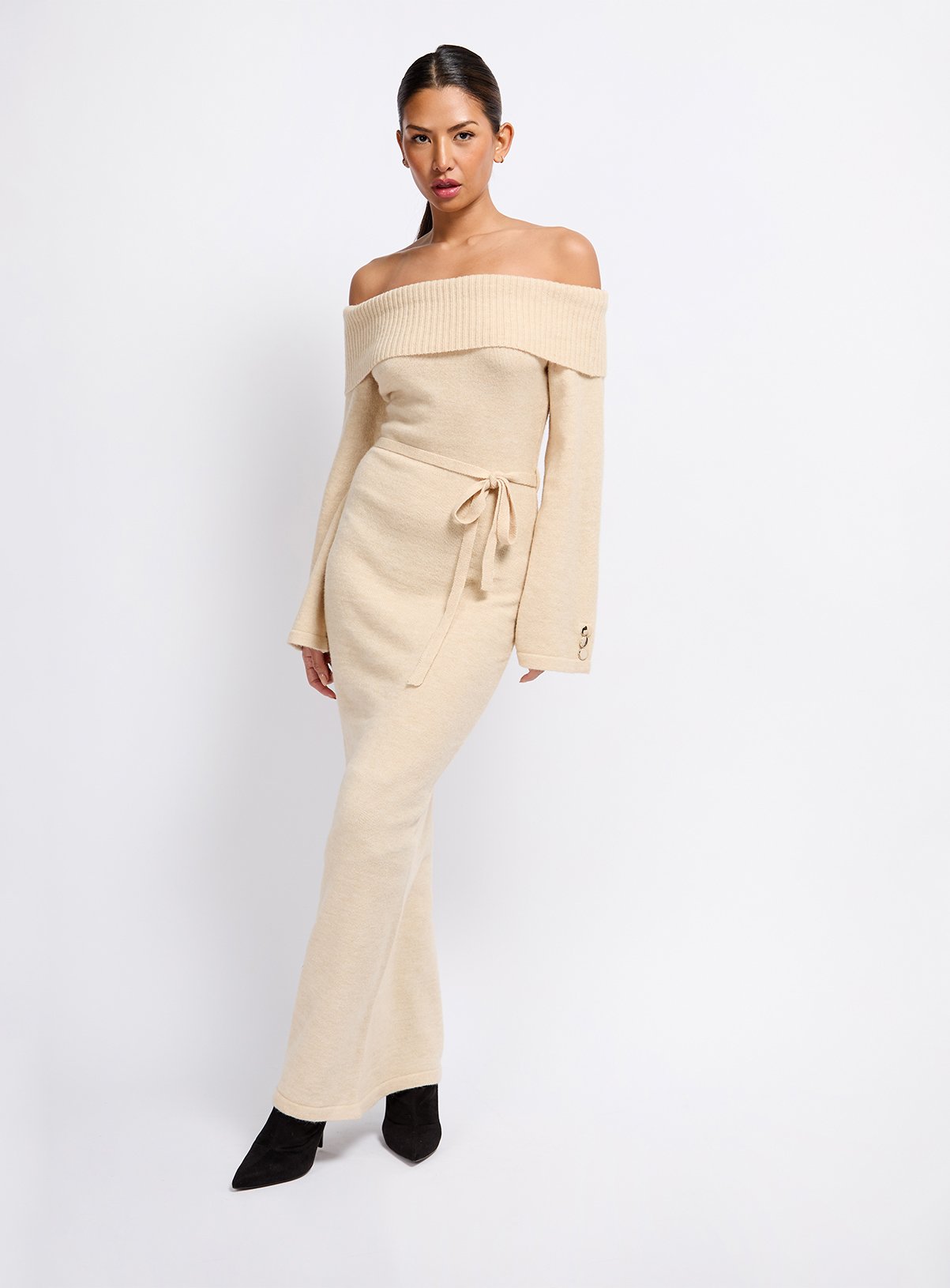 VOGUE WILLIAMS Oatmeal Knit Midaxi Dress