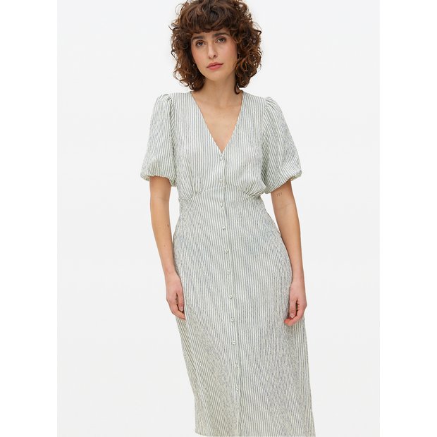 Buy Pale Green Striped Midi Tea Dress 6 | Dresses | Tu