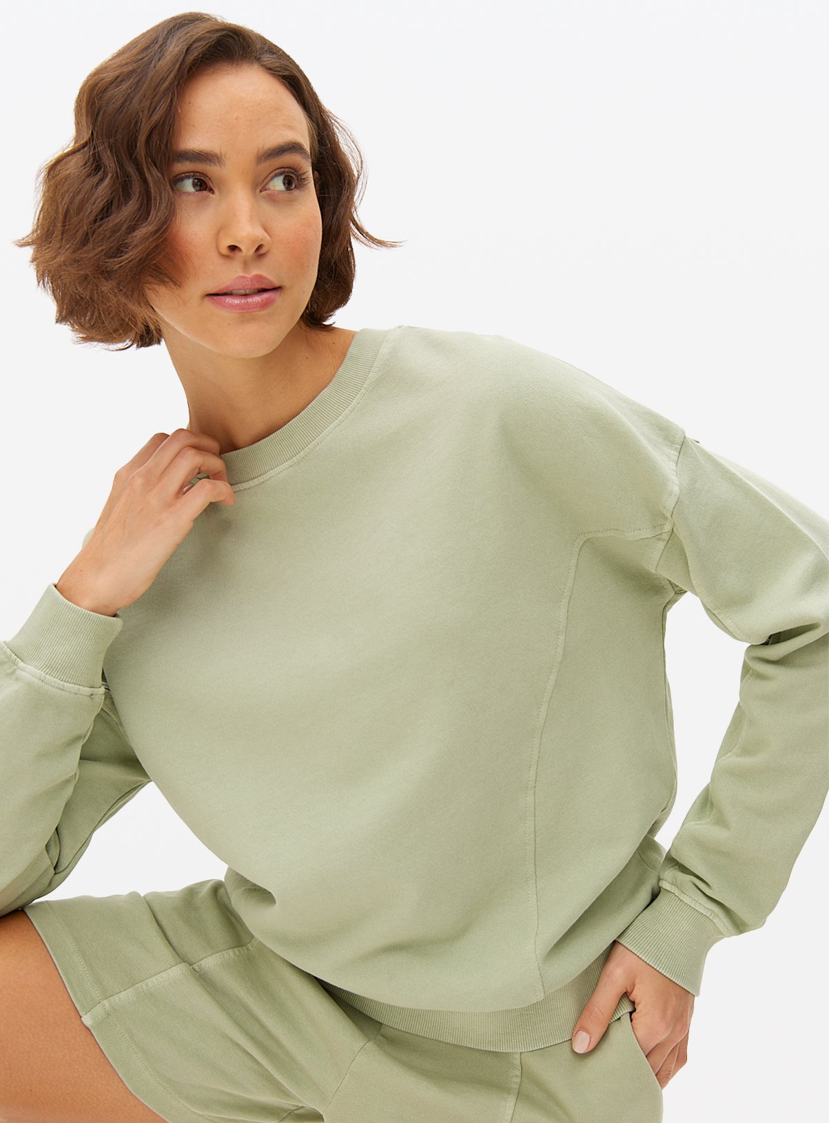 Light Green Washed Crew Sweatshirt L