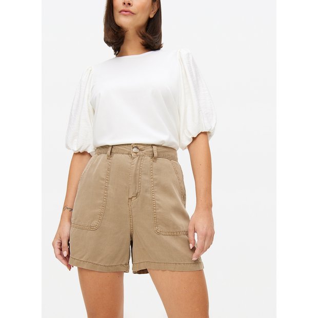 Twill Shorts JWZUY Women Casual Drawstring Comfy Elastic Waist