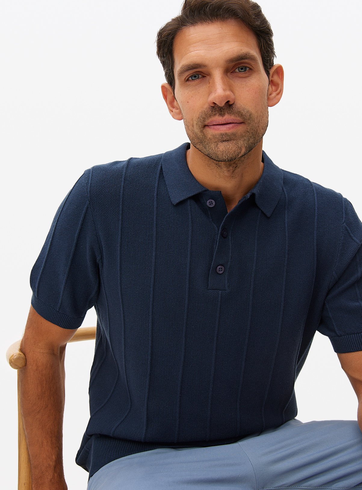 Ribbed Stripe Polo Shirt 