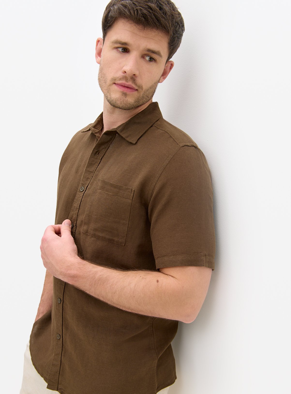Linen Blend Short Sleeve Shirt