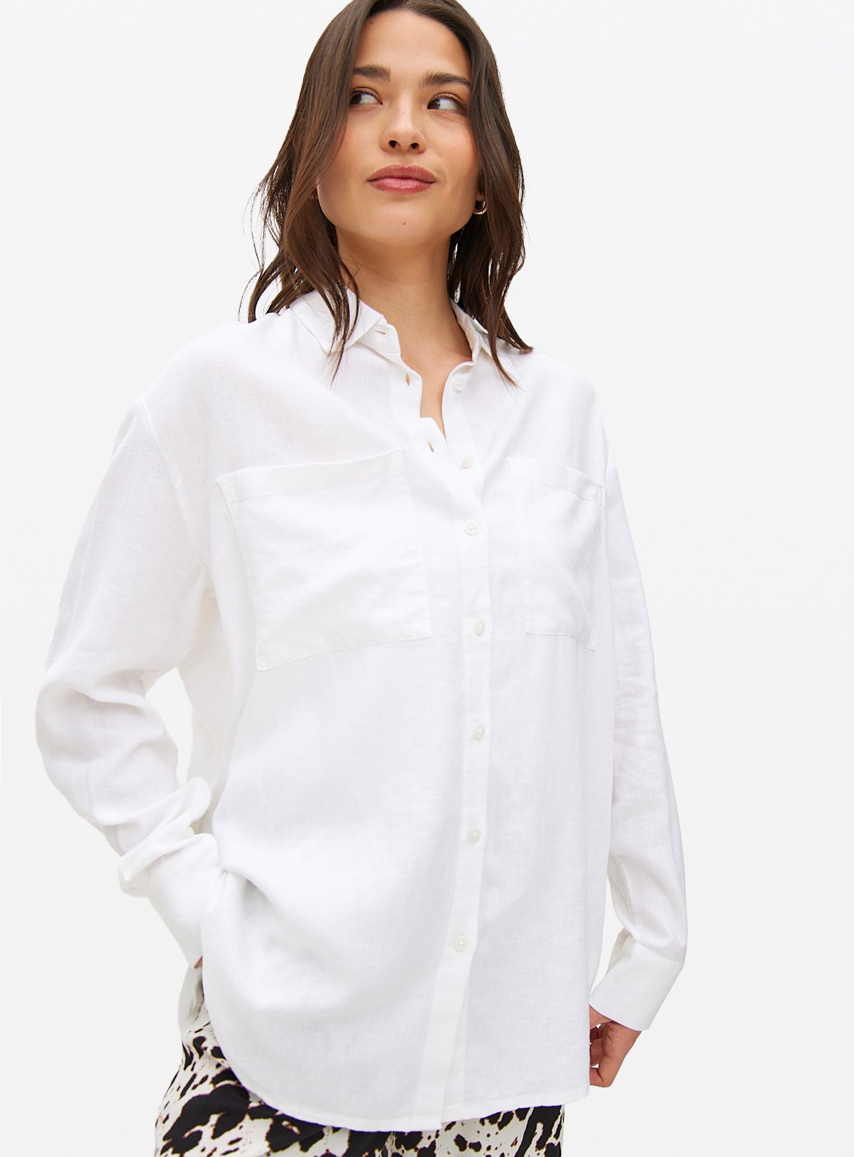 White Relaxed Fit Linen Shirt