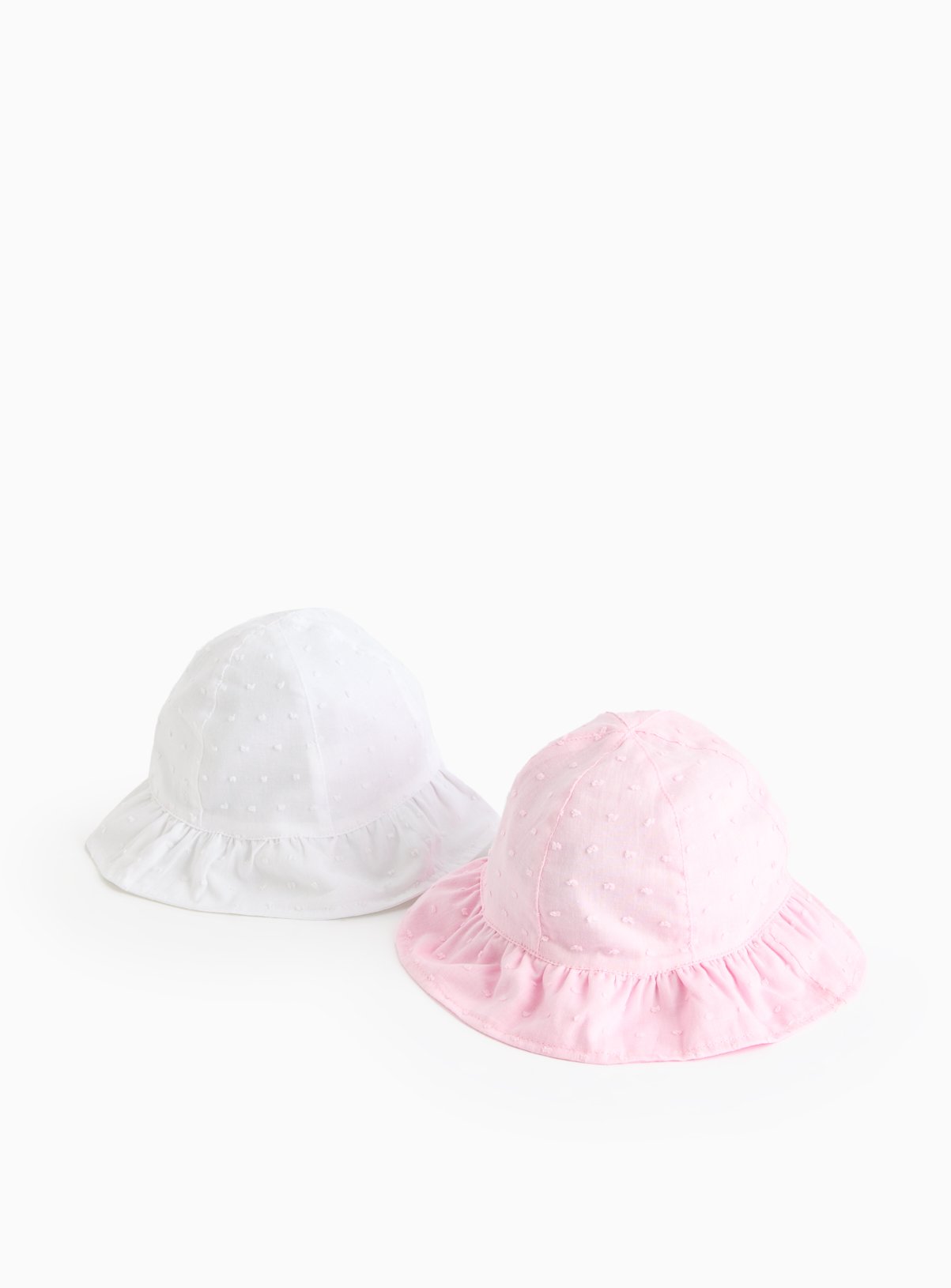 Pink & White Broderie Summer Hats 2 Pack