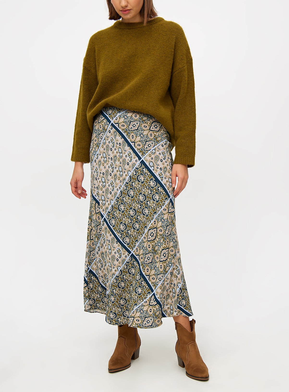 Patchwork Paisley Print Midaxi Slip Skirt 