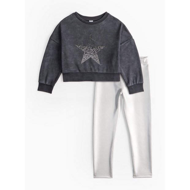 Buy Charcoal Star Sweatshirt Silver Leggings Set 5 years Dresses jumpsuits and outfits Tu