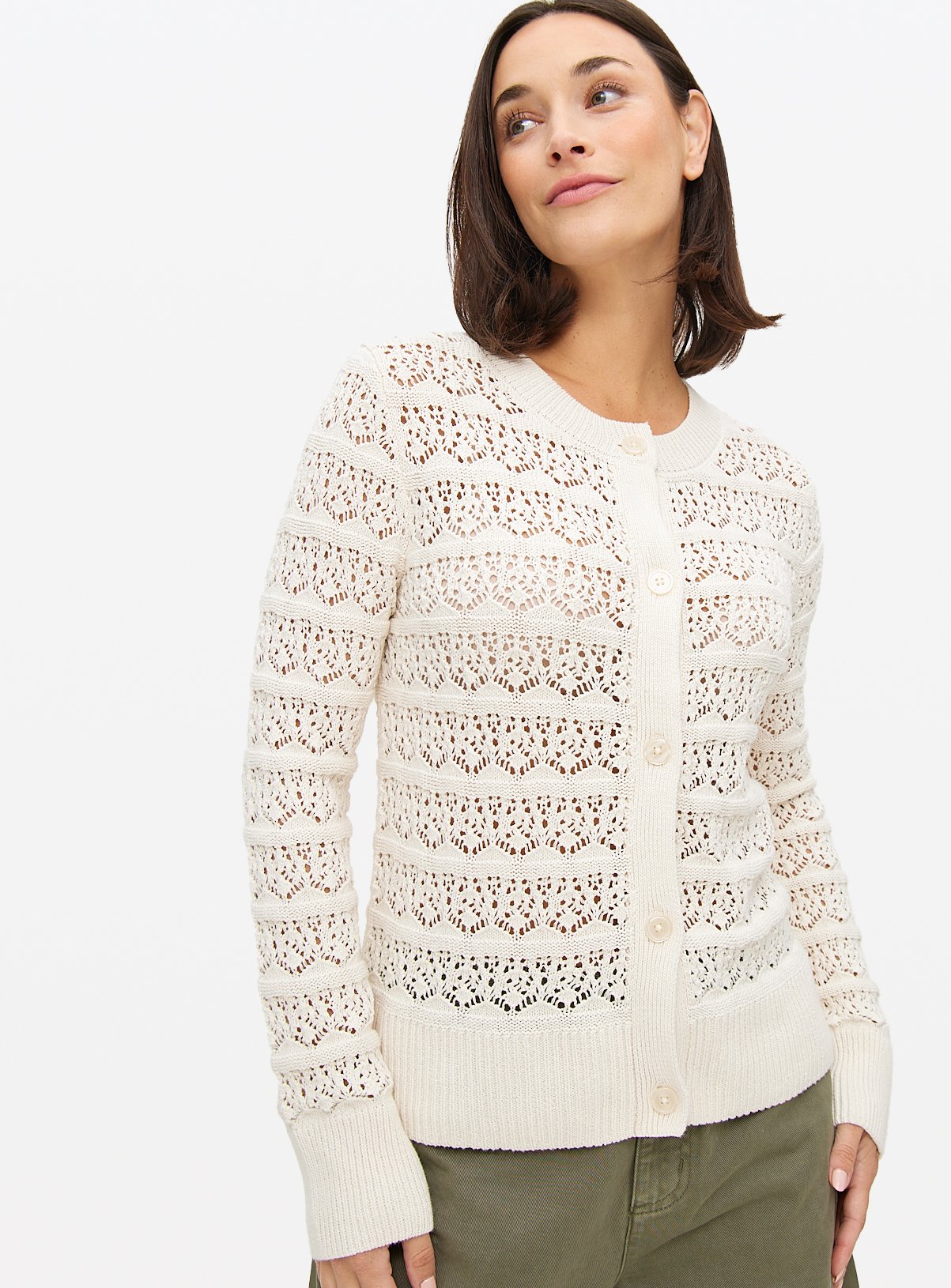 Pointelle Stripe Cardigan  