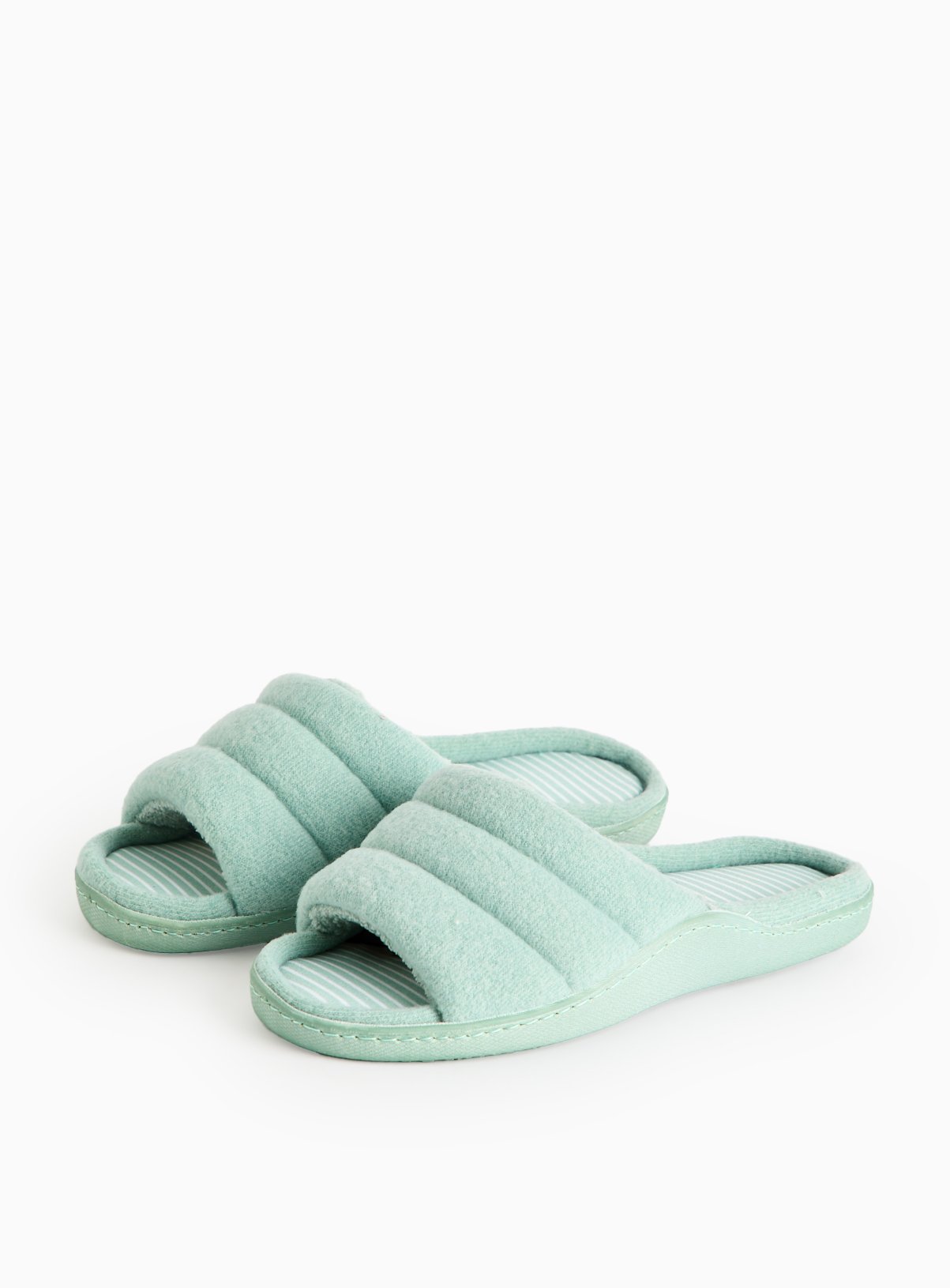 Green Stripe Jersey Mule Slipper