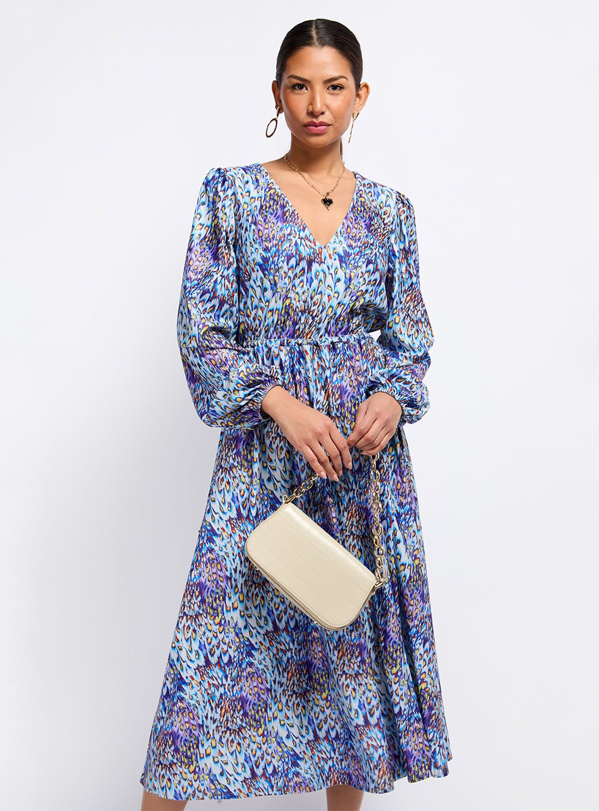 VOGUE WILLIAMS Peacock Print Midaxi Dress