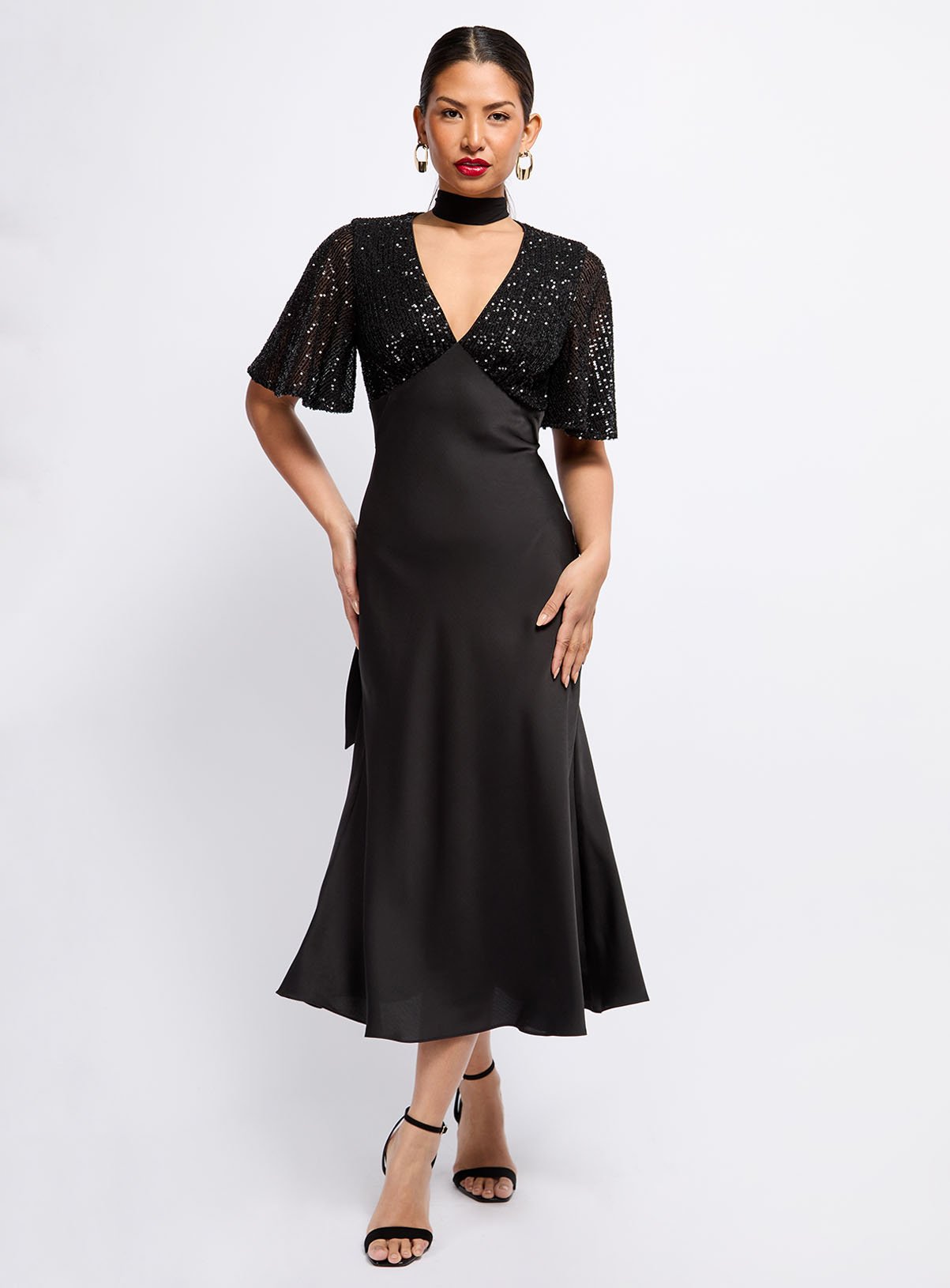 VOGUE WILLIAMS Black Sequin Midaxi Dress 14