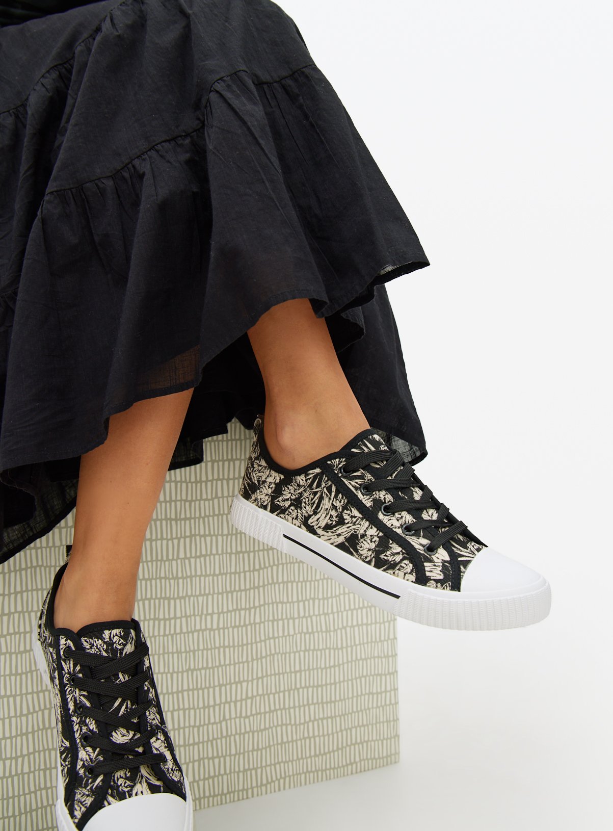 Tu X Scion Mono Palm Print Canvas Trainers  