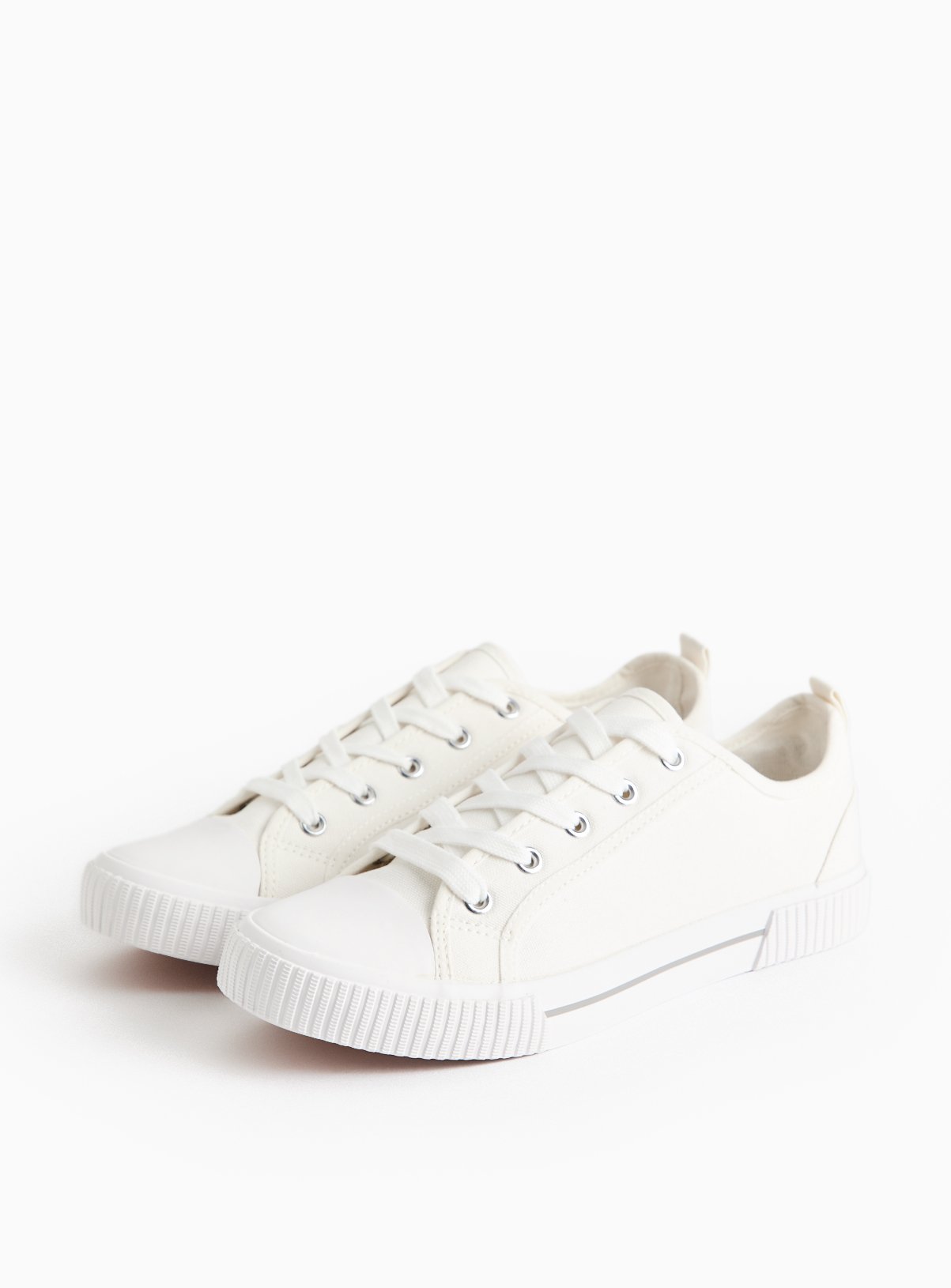 White Eyelet Canvas Lace Trainers  