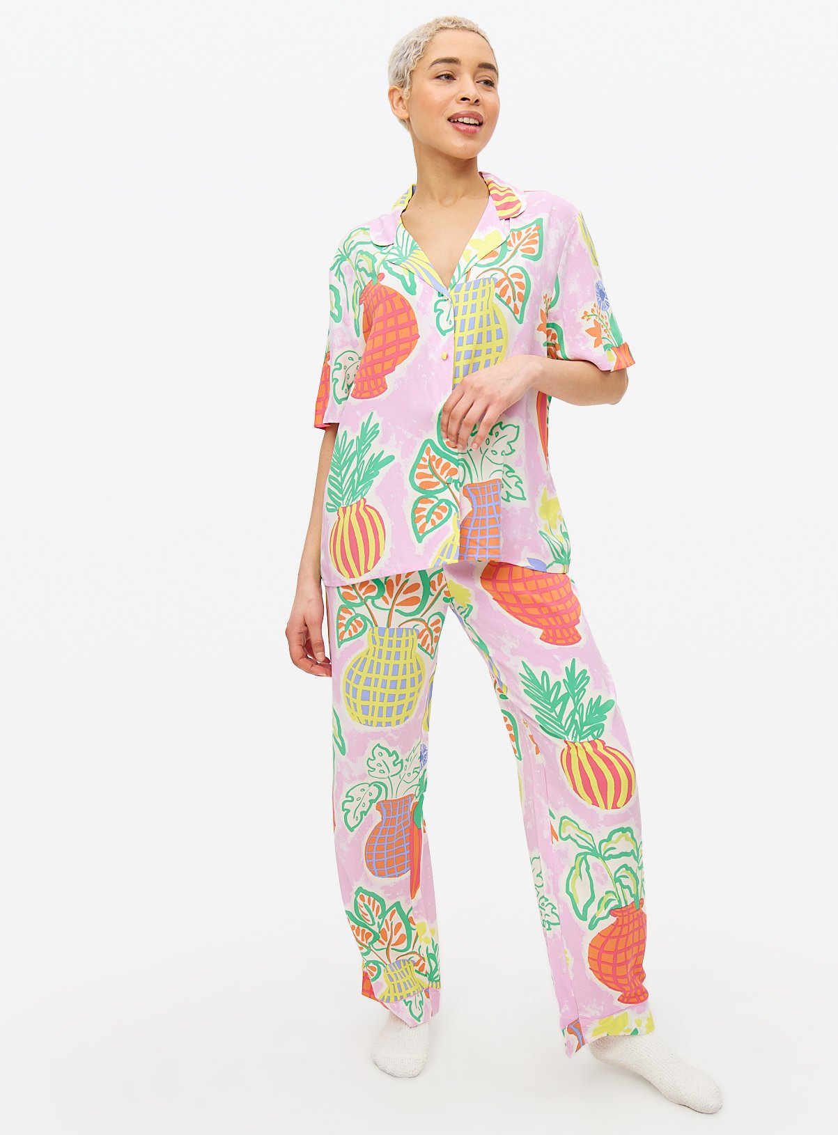 Lilac Flower Vase Printed Traditional Pyjamas