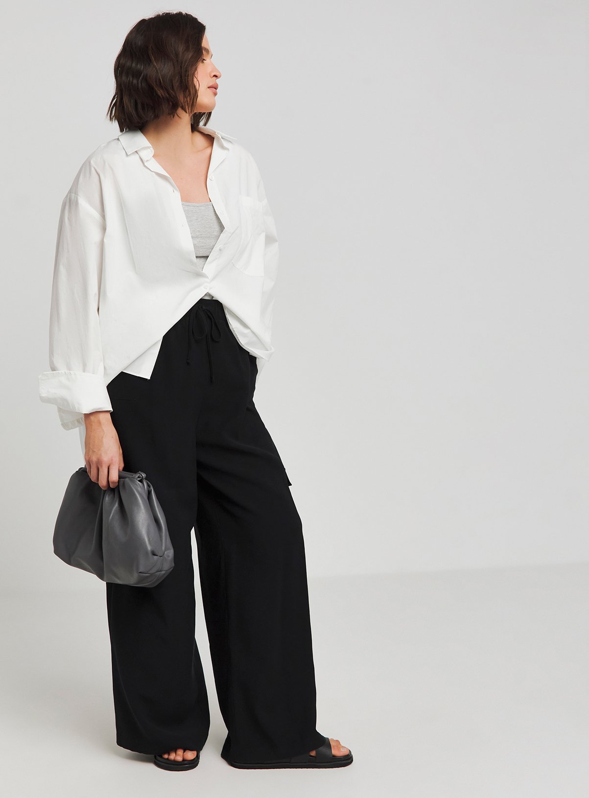 SIMPLY BE Drawcord Waist Utility Wide Leg Trouser 